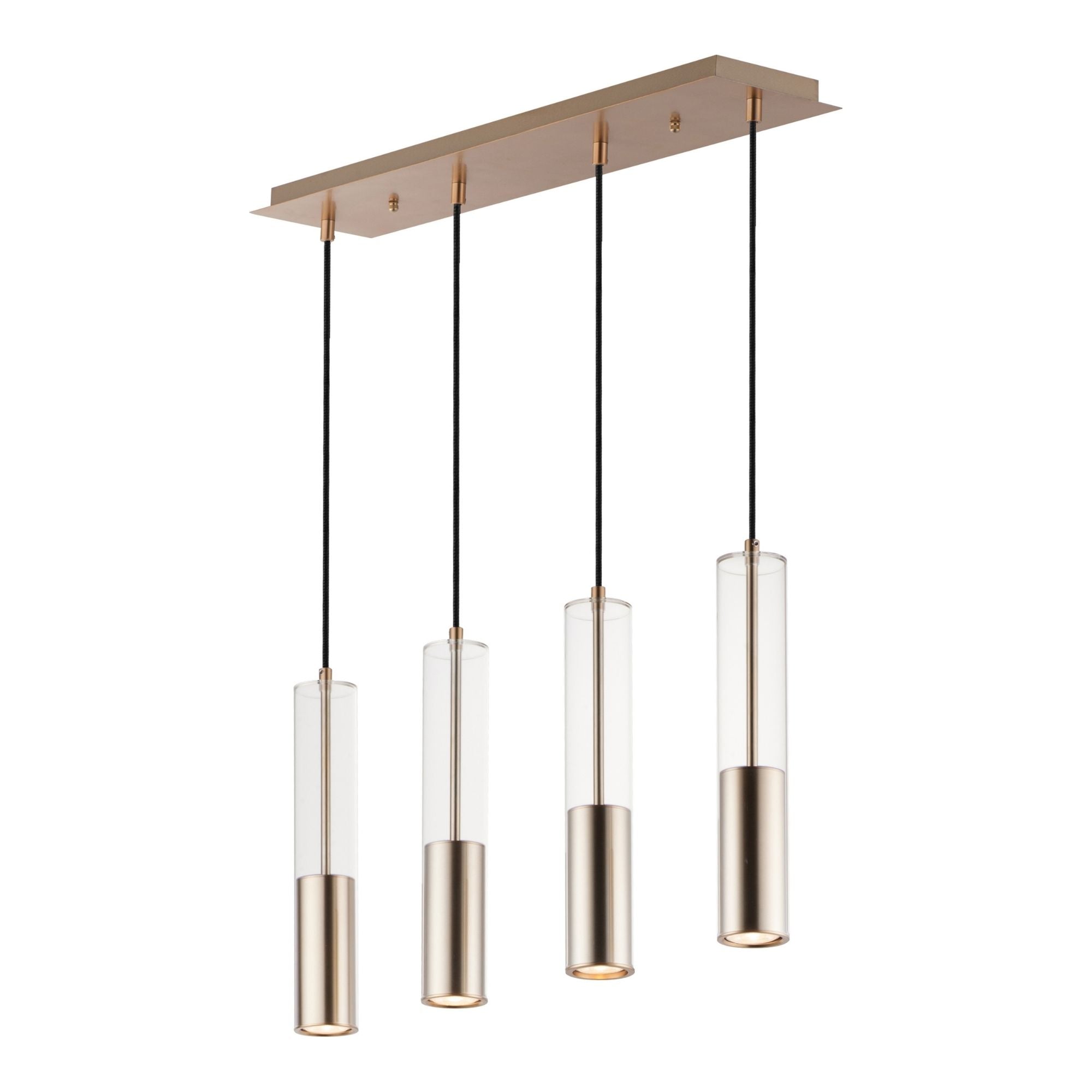 ET2 Lighting - Torch 28" 4-Light Linear LED Pendant, Satin Brass Finish | Bees Lighting