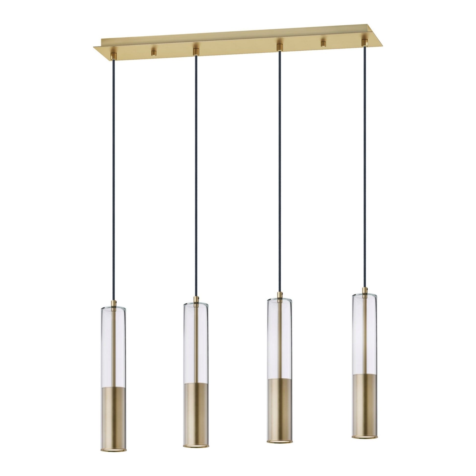 ET2 Lighting - Torch 28" 4-Light Linear LED Pendant, Satin Brass Finish | Bees Lighting