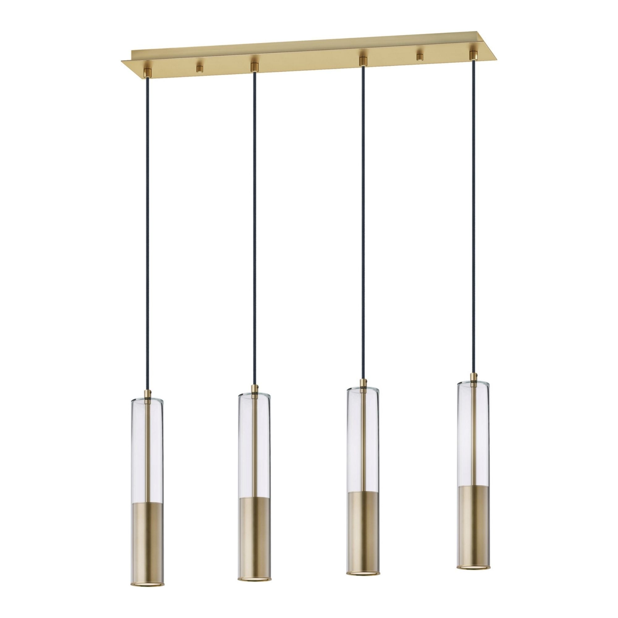 ET2 Lighting - Torch 28" 4-Light Linear LED Pendant, Satin Brass Finish | Bees Lighting