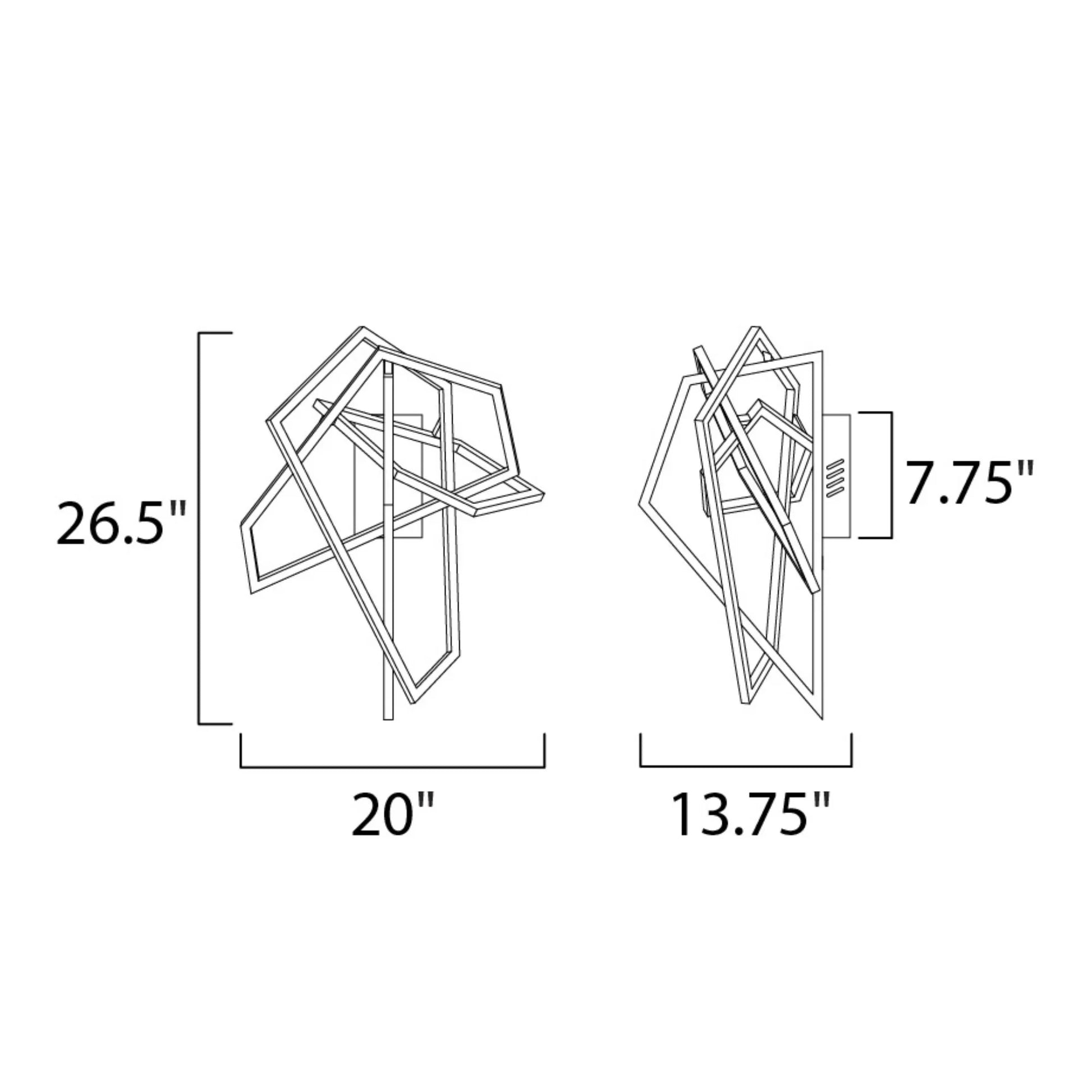 ET2 Lighting - Trapezoid 27" LED Wall Sconce, Polished Chrome Finish | Bees Lighting