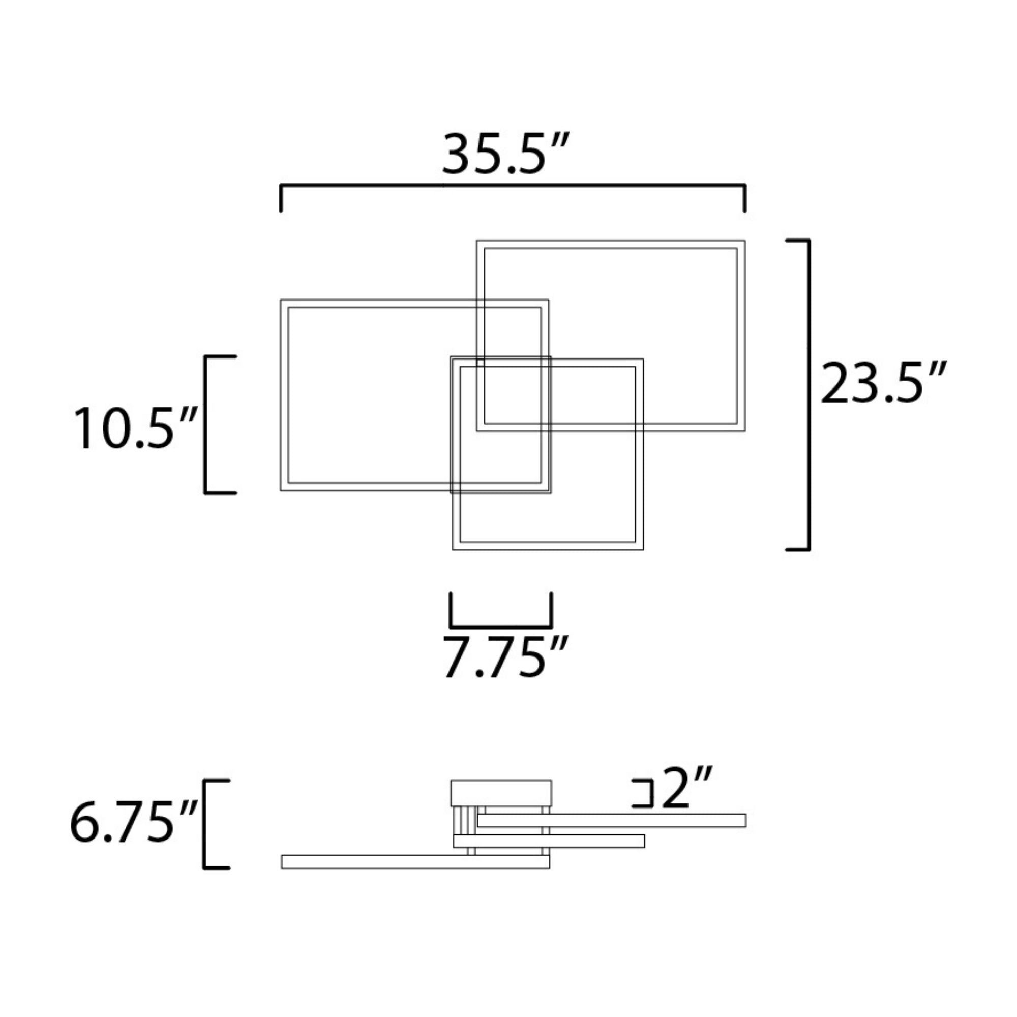Traverse LED 36" Geometric LED Flush/Wall Mount, Black Finish