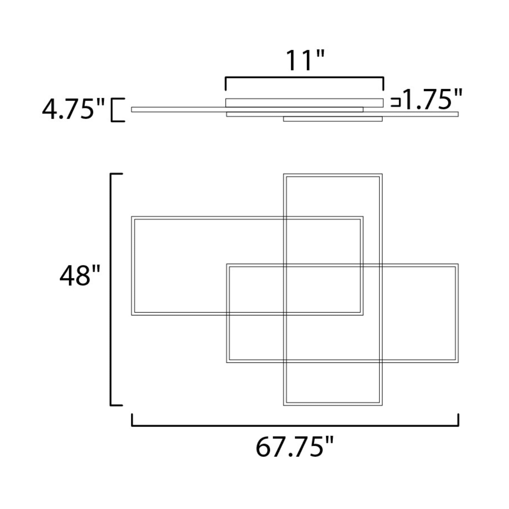 Traverse LED 68" Geometric LED Flush/Wall Mount, Black Finish