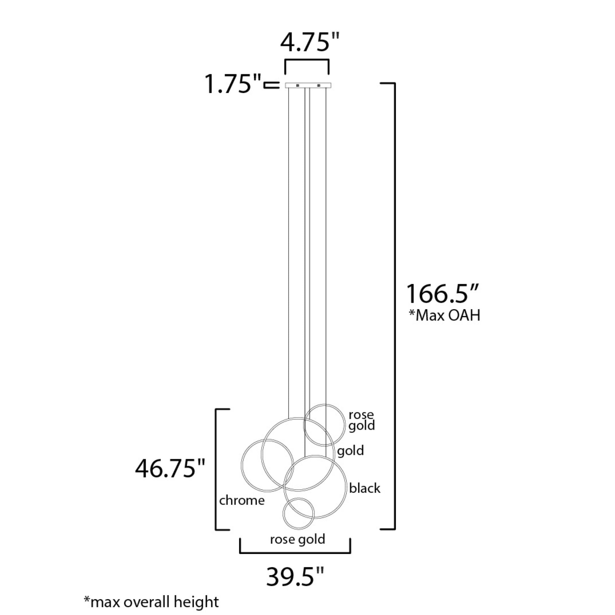Union 47" 5-Light LED Pendant, Multi-Plated Finish
