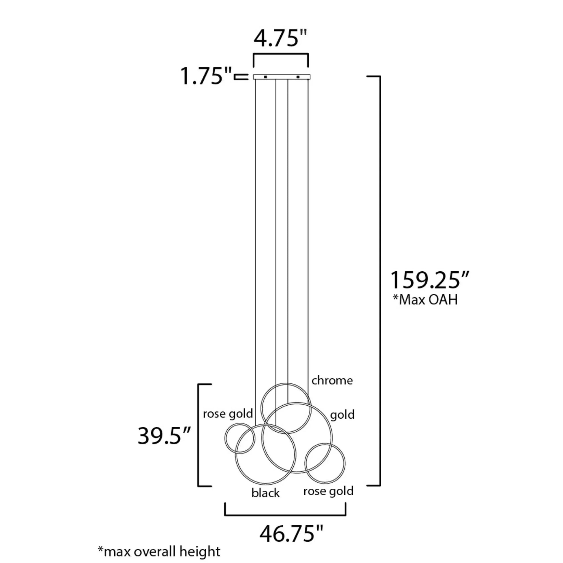 ET2 Lighting - Union 47" 5-Light Linear LED Pendant, Multi-Plated Finish | Bees Lighting