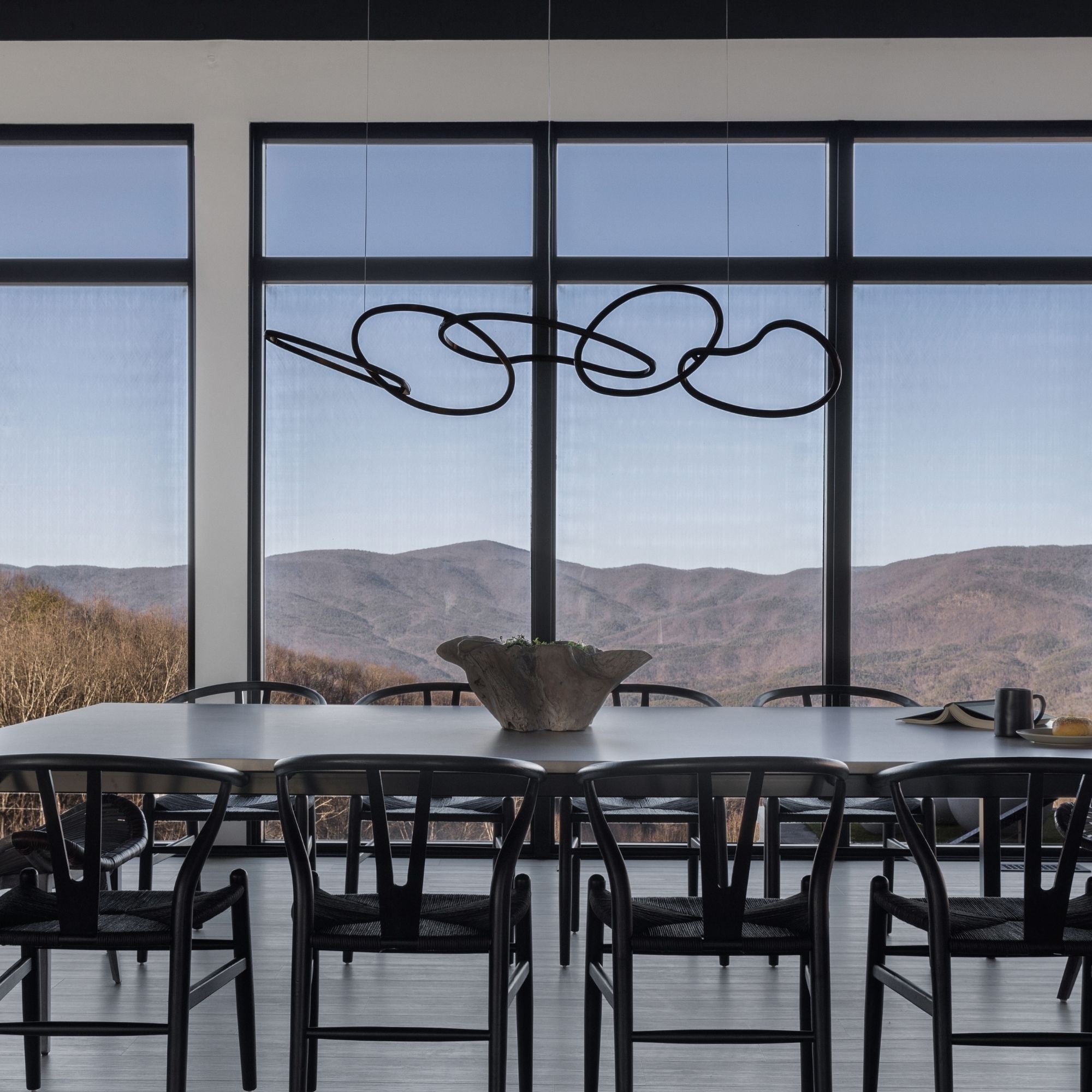 Unity 55" Linear LED Pendant, Black Chrome Finish