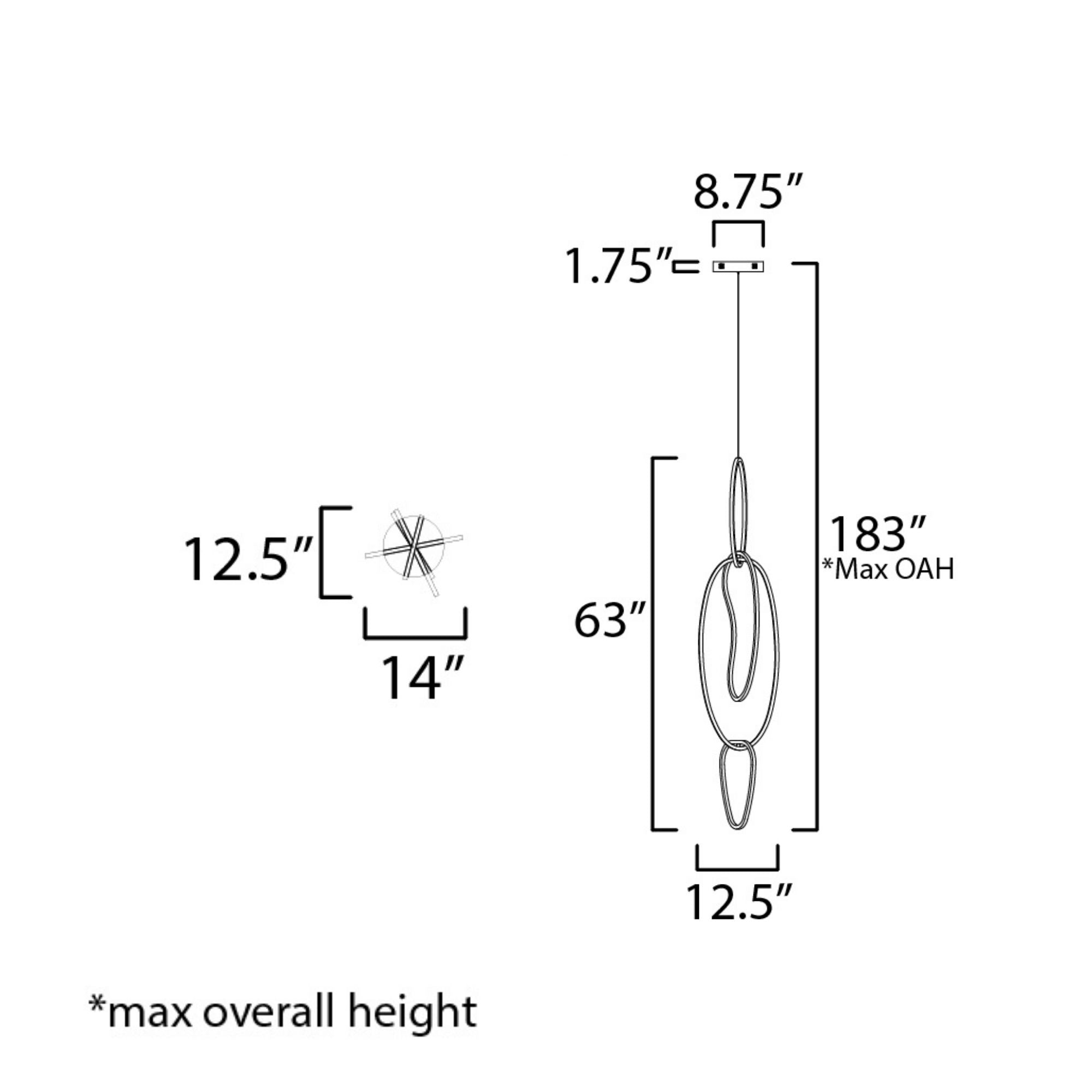 Unity 63" Vertical LED Pendant, Black Chrome Finish
