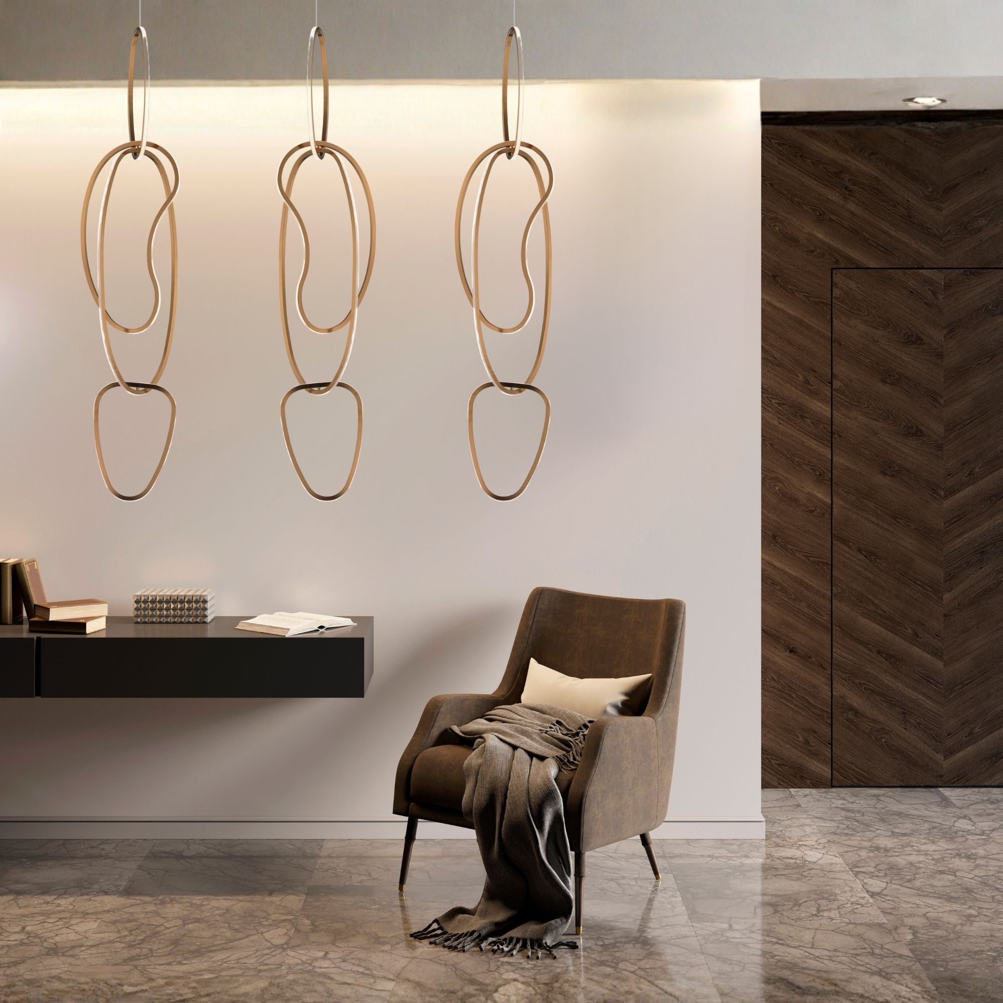 Unity 63" Vertical LED Pendant, Brushed Champagne Finish