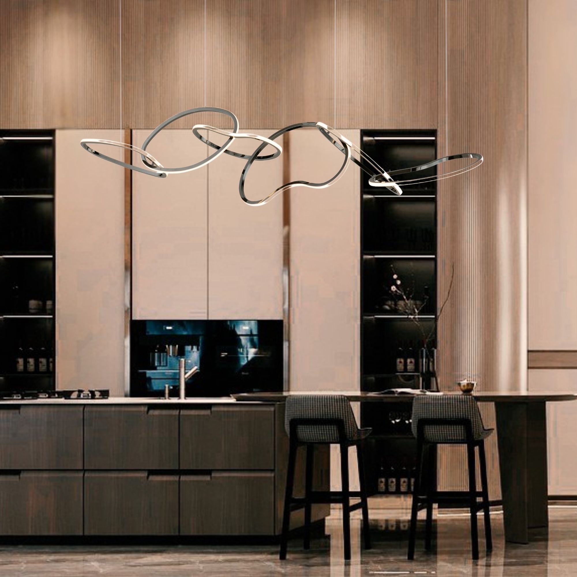 Unity 69" Linear LED Pendant, Black Chrome Finish