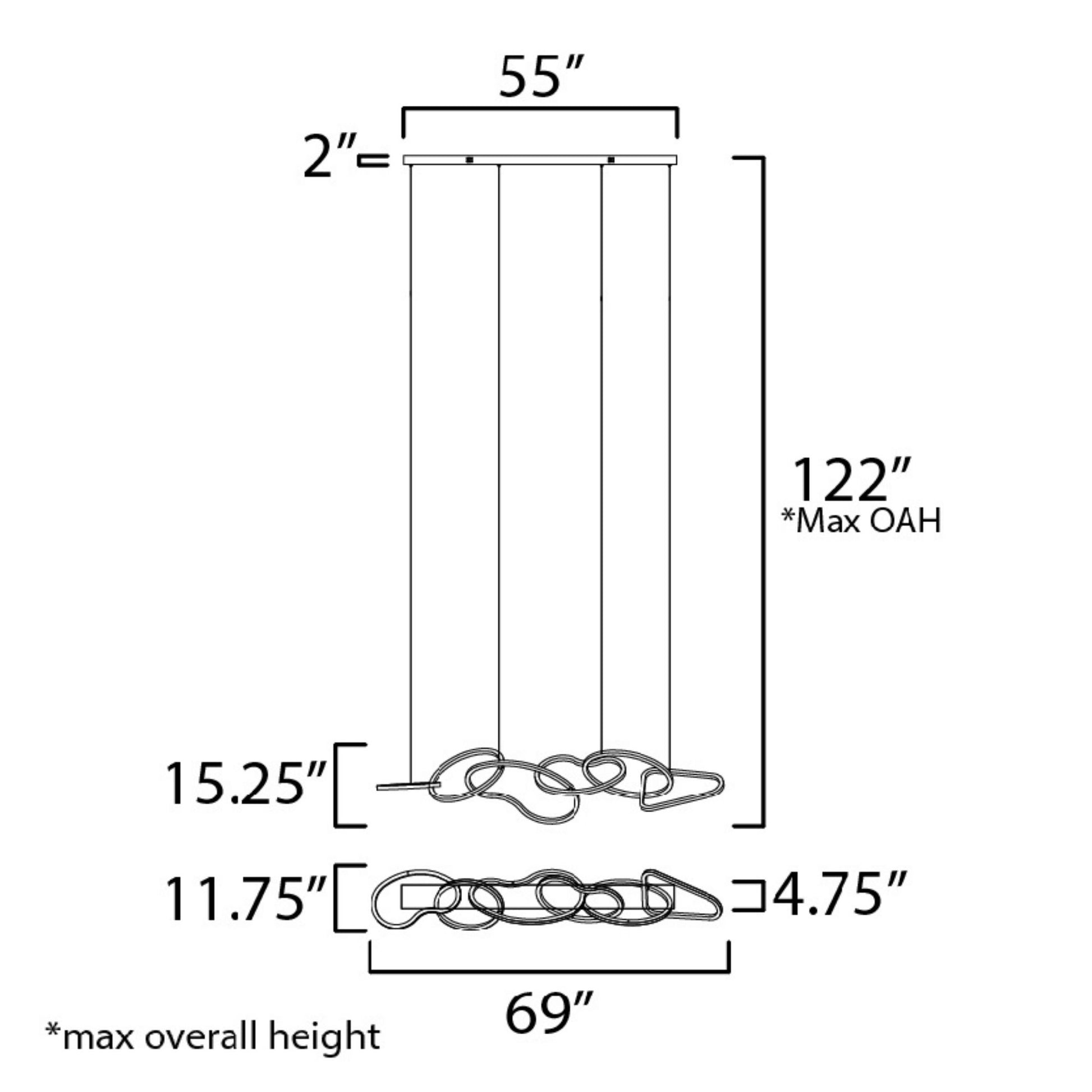 ET2 Lighting - Unity 69" Linear LED Pendant, Black Chrome Finish | Bees Lighting