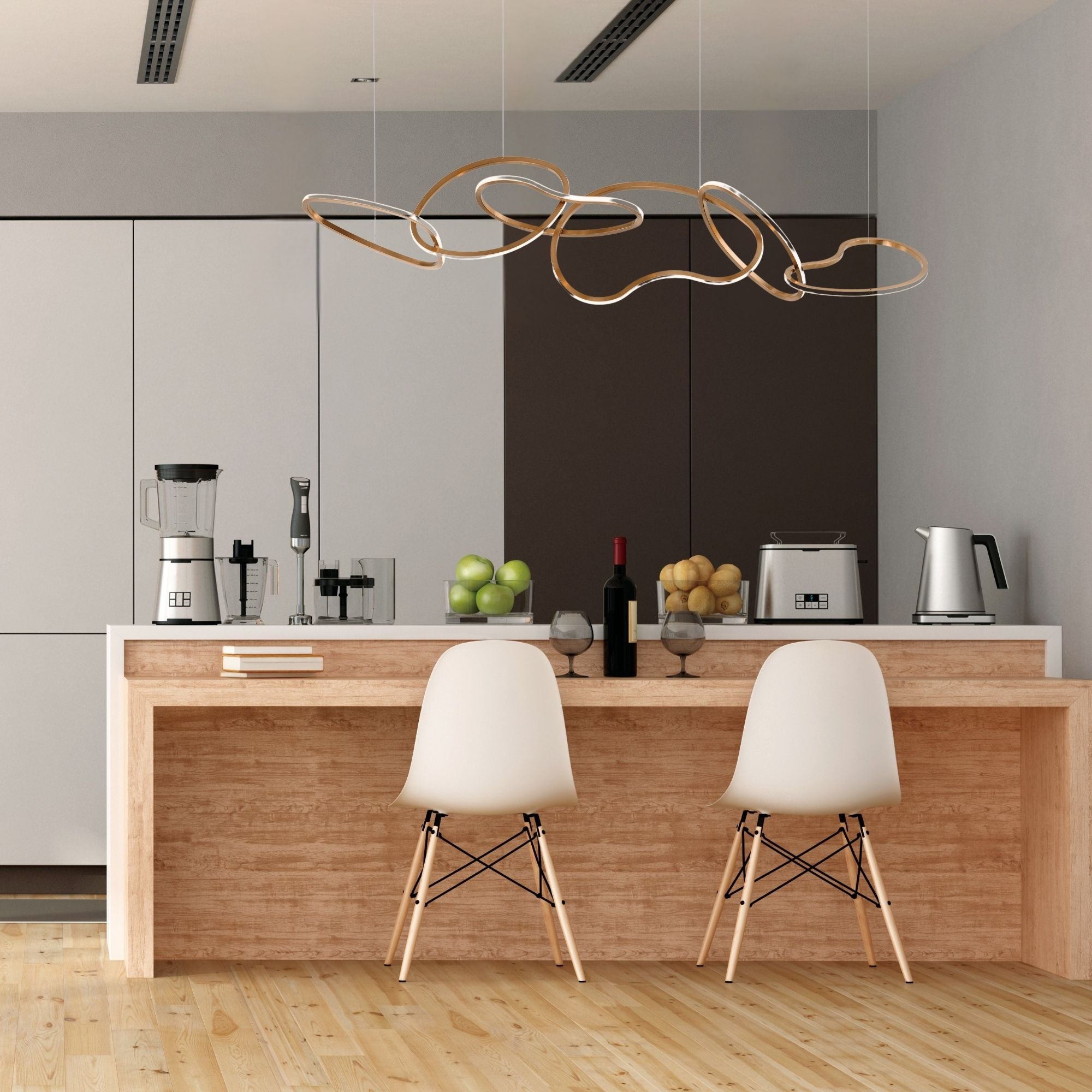 Unity 69" Linear LED Pendant, Brushed Champagne Finish