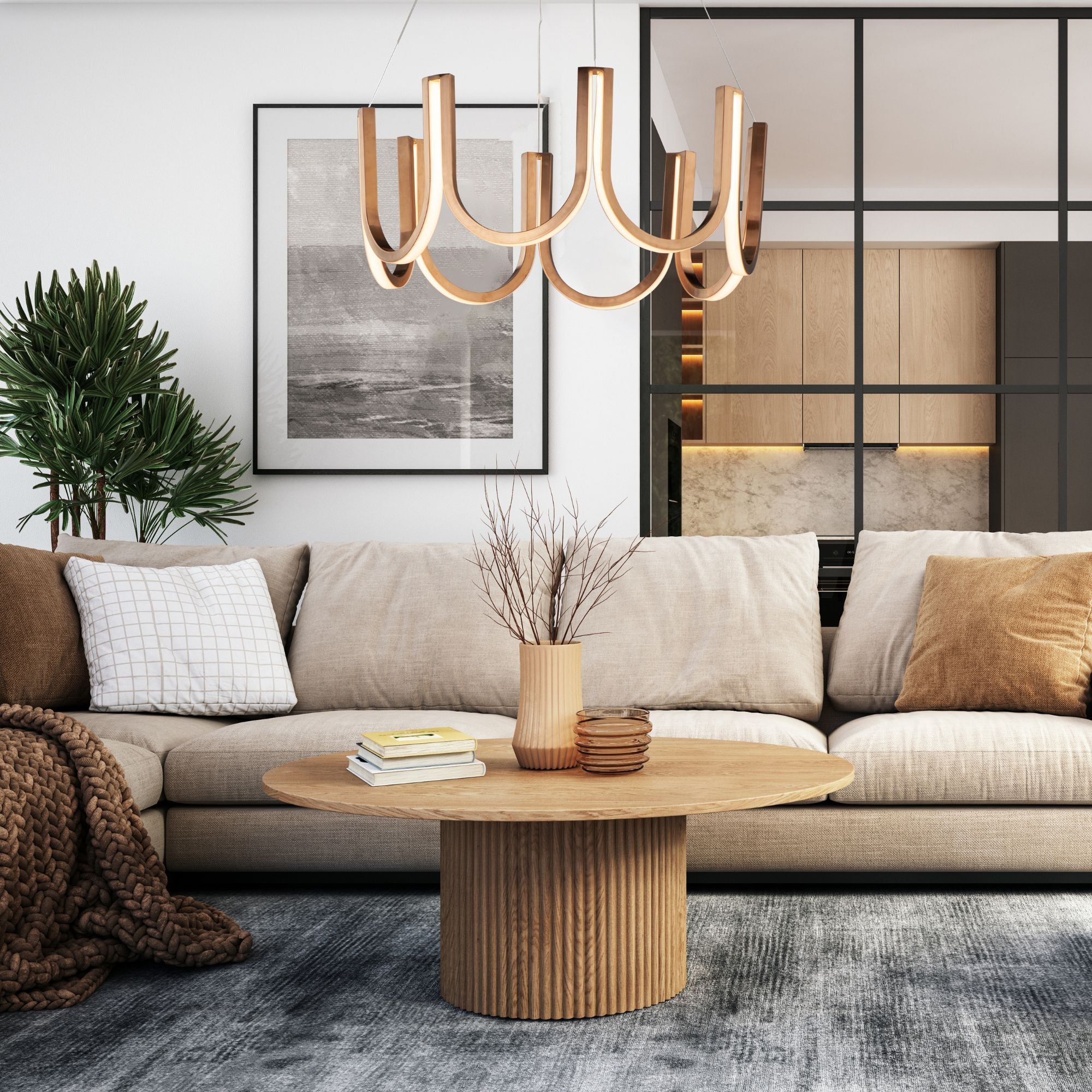 You 26" LED Pendant, Brushed Champagne Finish