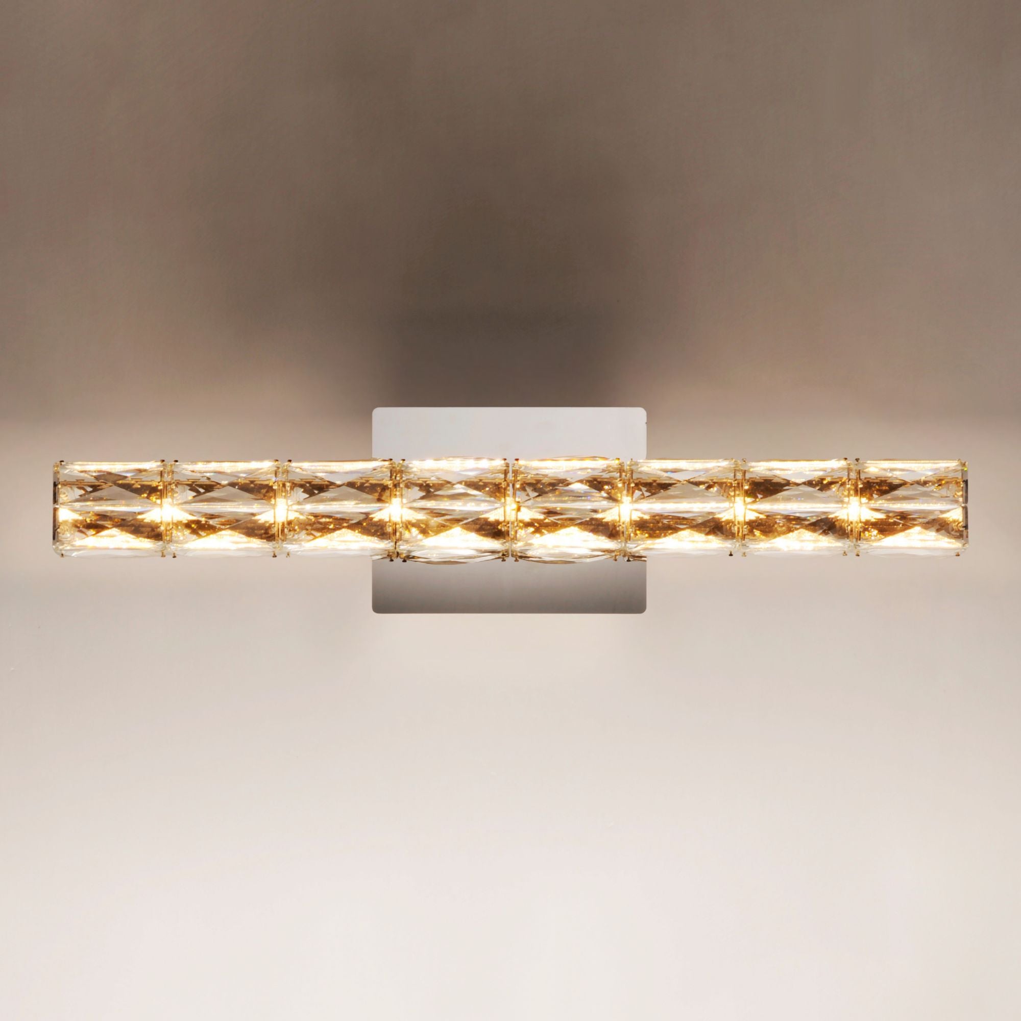 Zephyr 24" LED Bath Vanity, Polished Chrome Finish with Rectangular Beveled Crystals