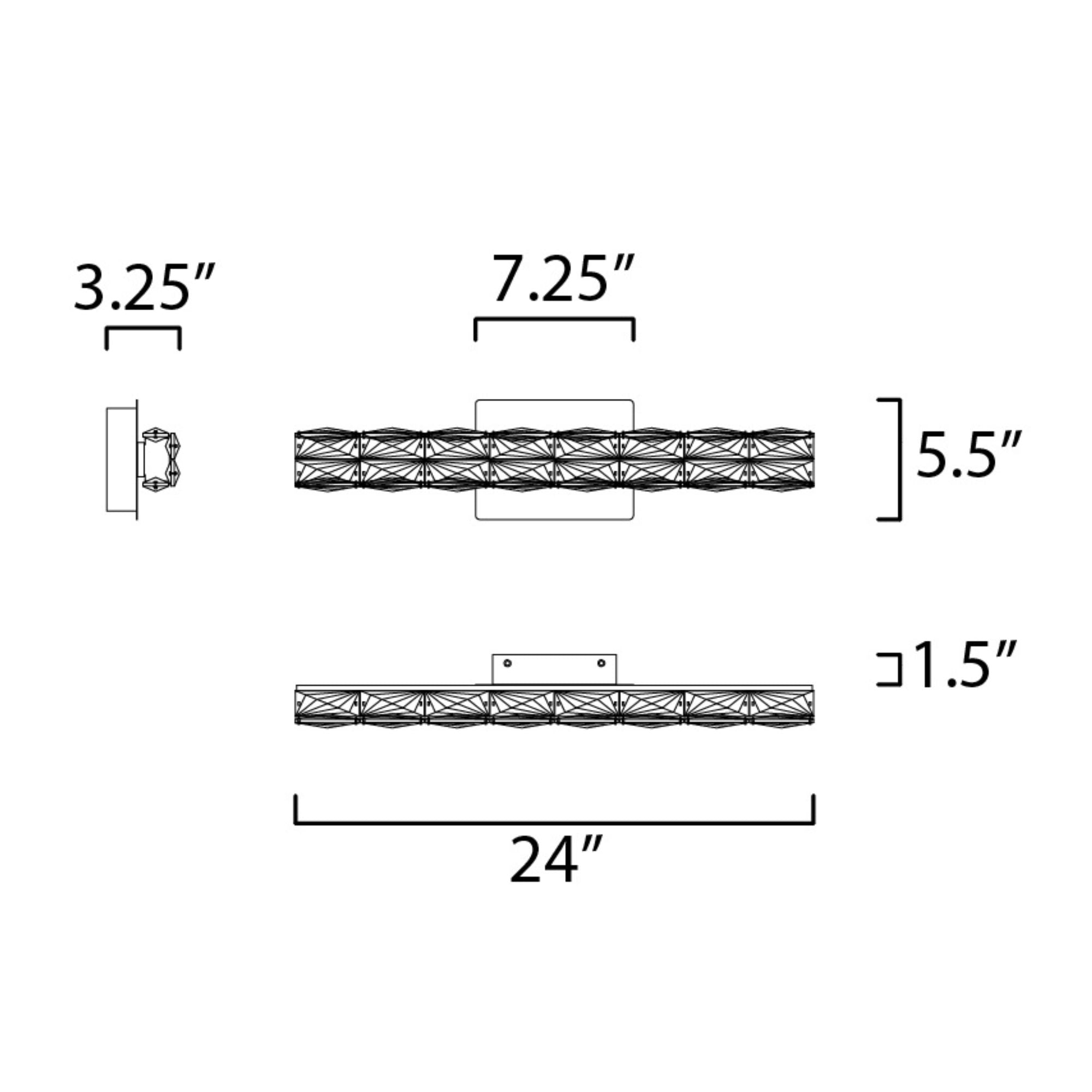 Zephyr 24" LED Bath Vanity, Polished Chrome Finish with Rectangular Beveled Crystals