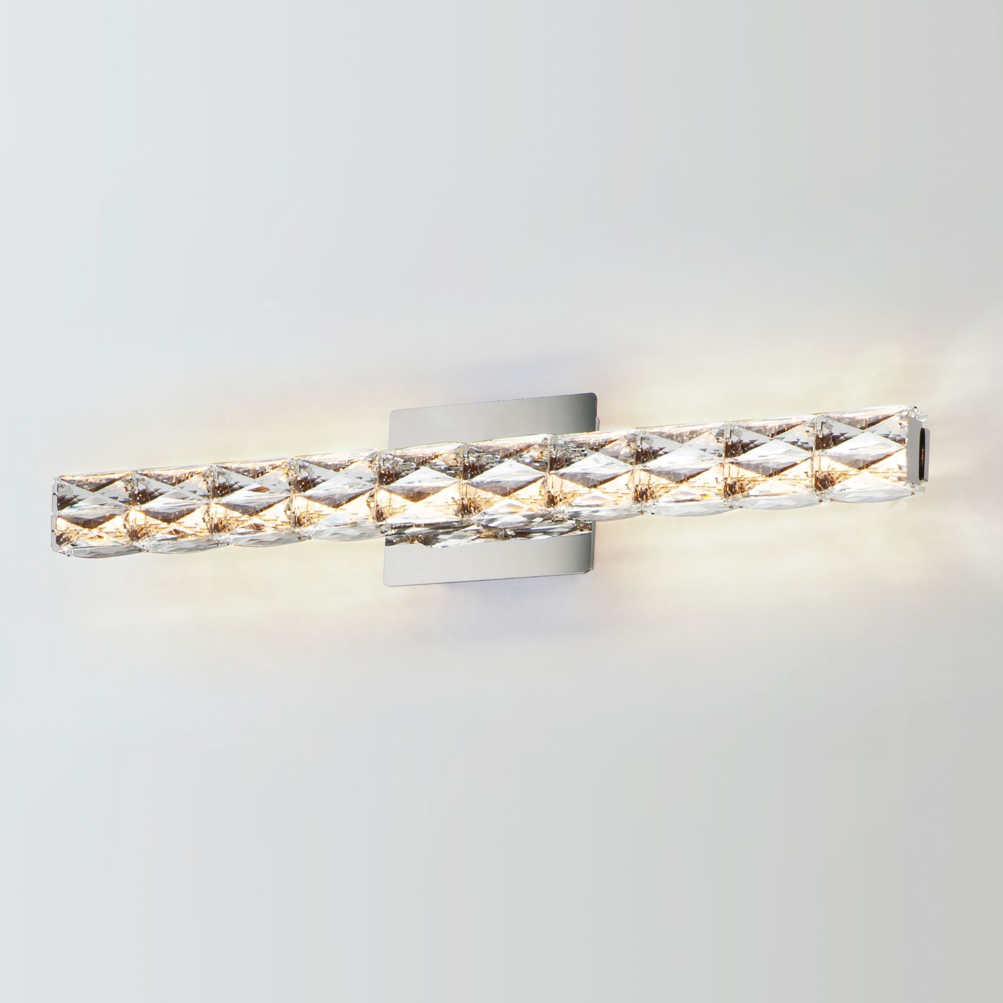 Zephyr 30" LED Bath Vanity, Polished Chrome Finish with Rectangular Beveled Crystals