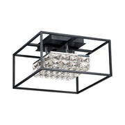 Zephyr 16" LED Flush Mount, Black Finish with Rectangular Beveled Crystals