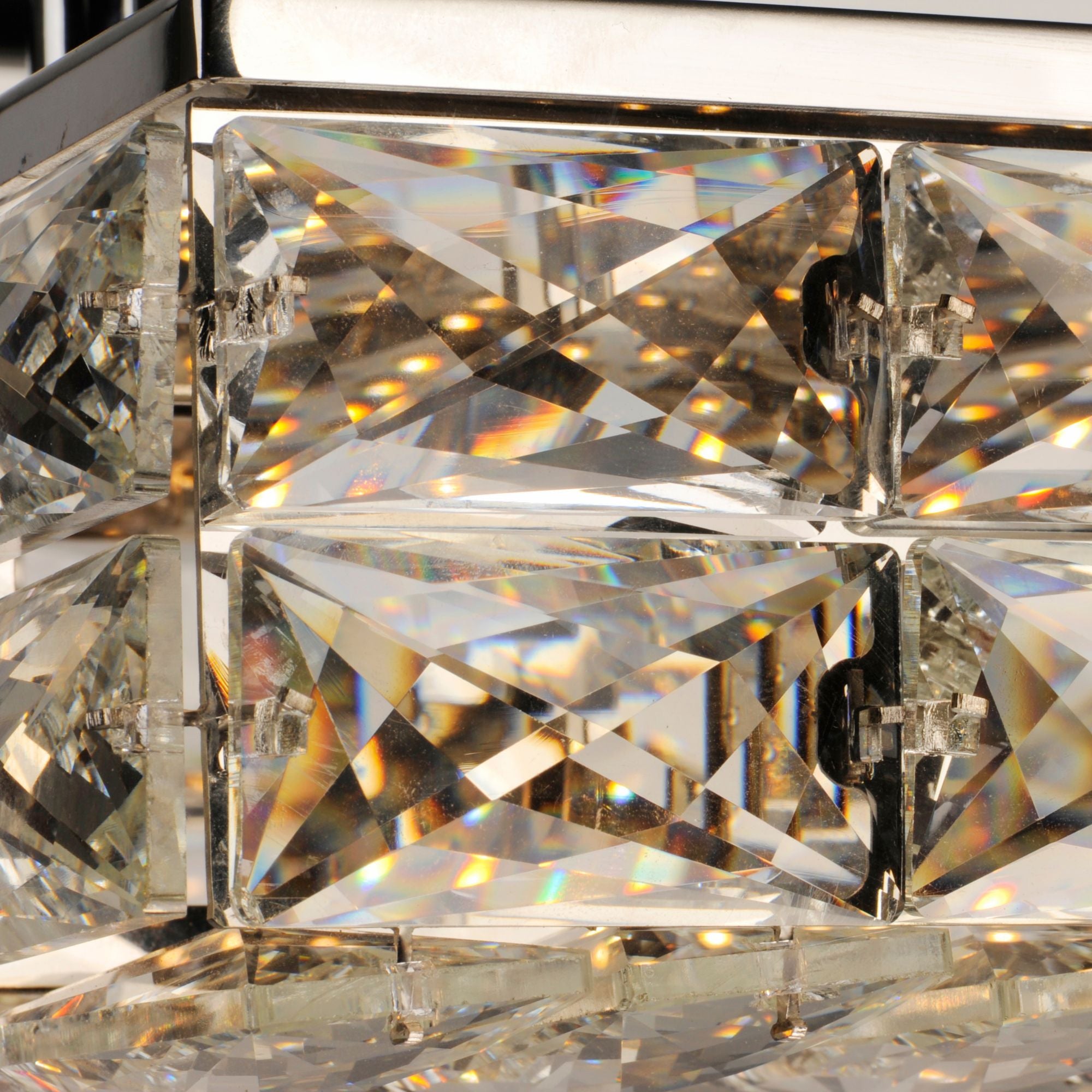 Zephyr 16" LED Flush Mount, Black Finish with Rectangular Beveled Crystals
