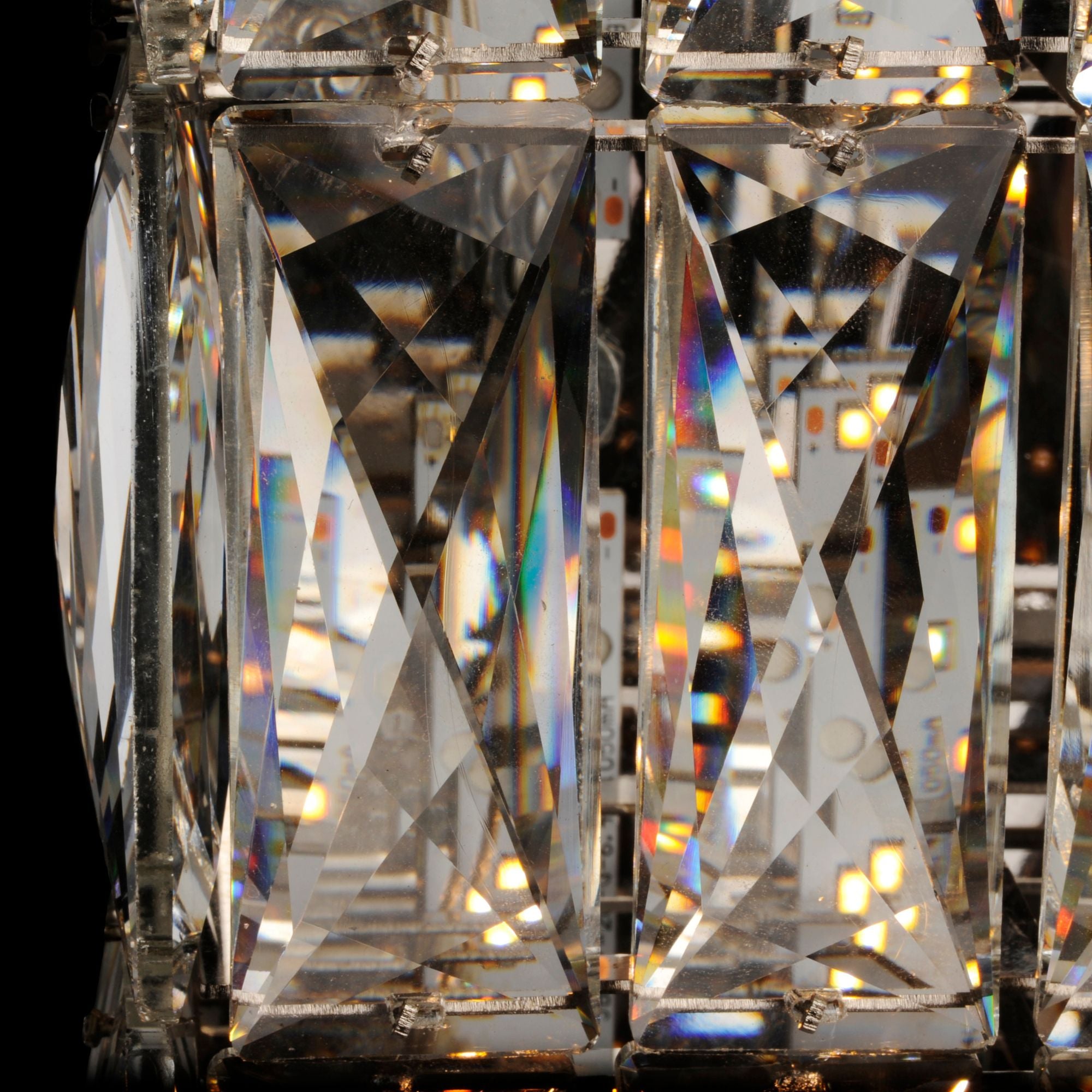 Zephyr 16" LED Flush Mount, Black Finish with Rectangular Beveled Crystals