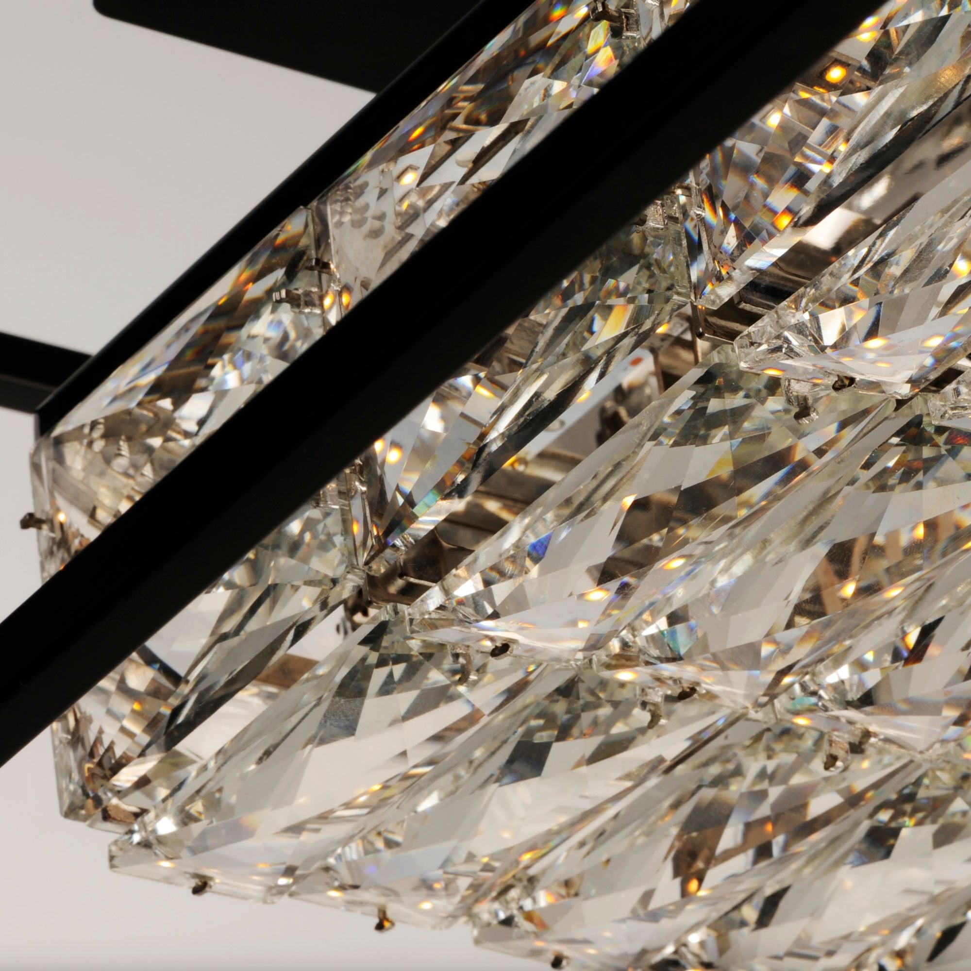 Zephyr 16" LED Flush Mount, Black Finish with Rectangular Beveled Crystals