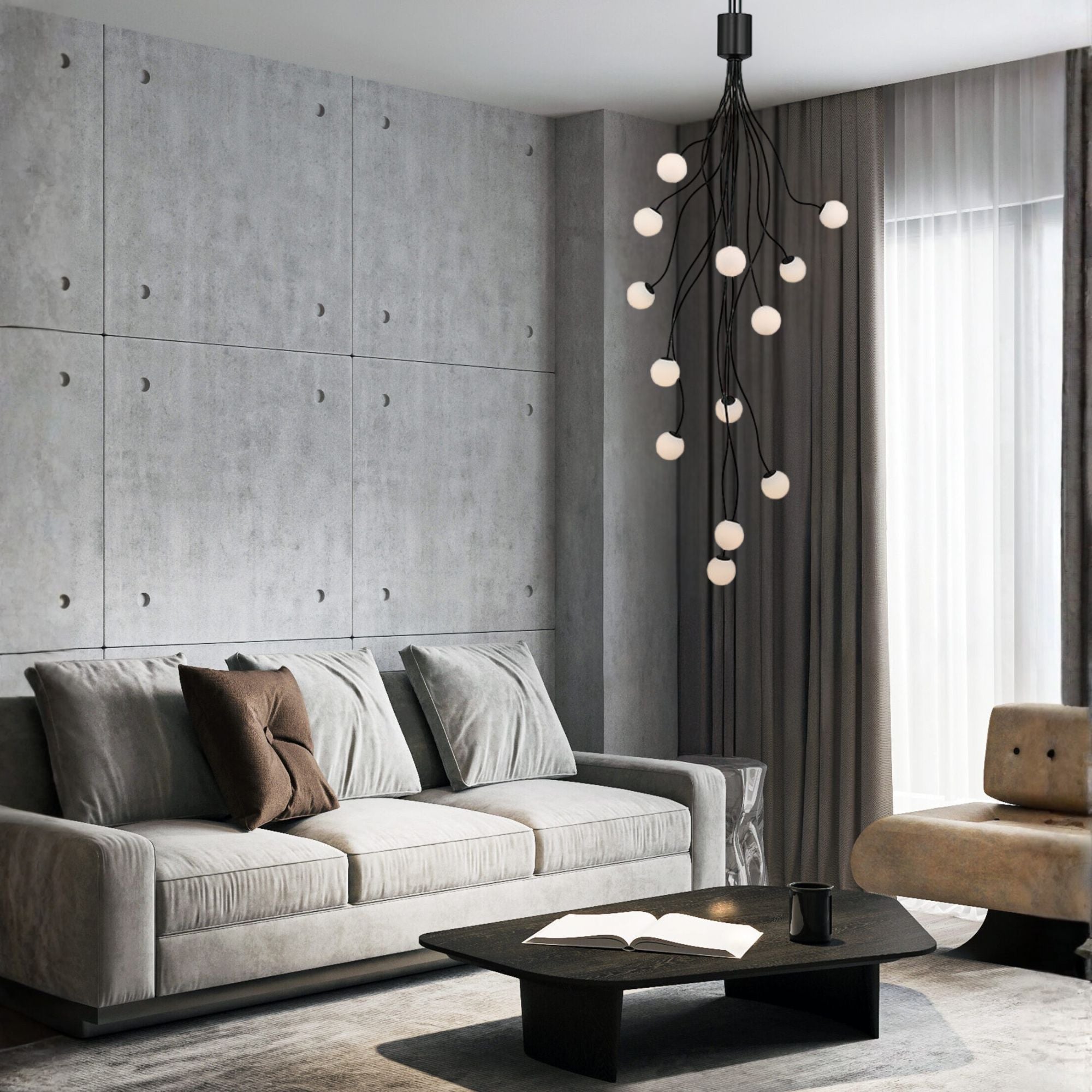 Eurofase Athena 28 in. 13-Light Chandelier, Matte Black