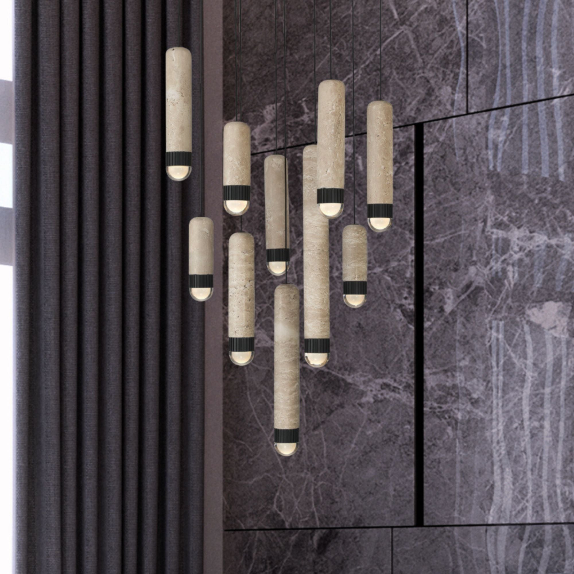 Eurofase Cambre 22 in. 10-Light Chandelier, Matte Black