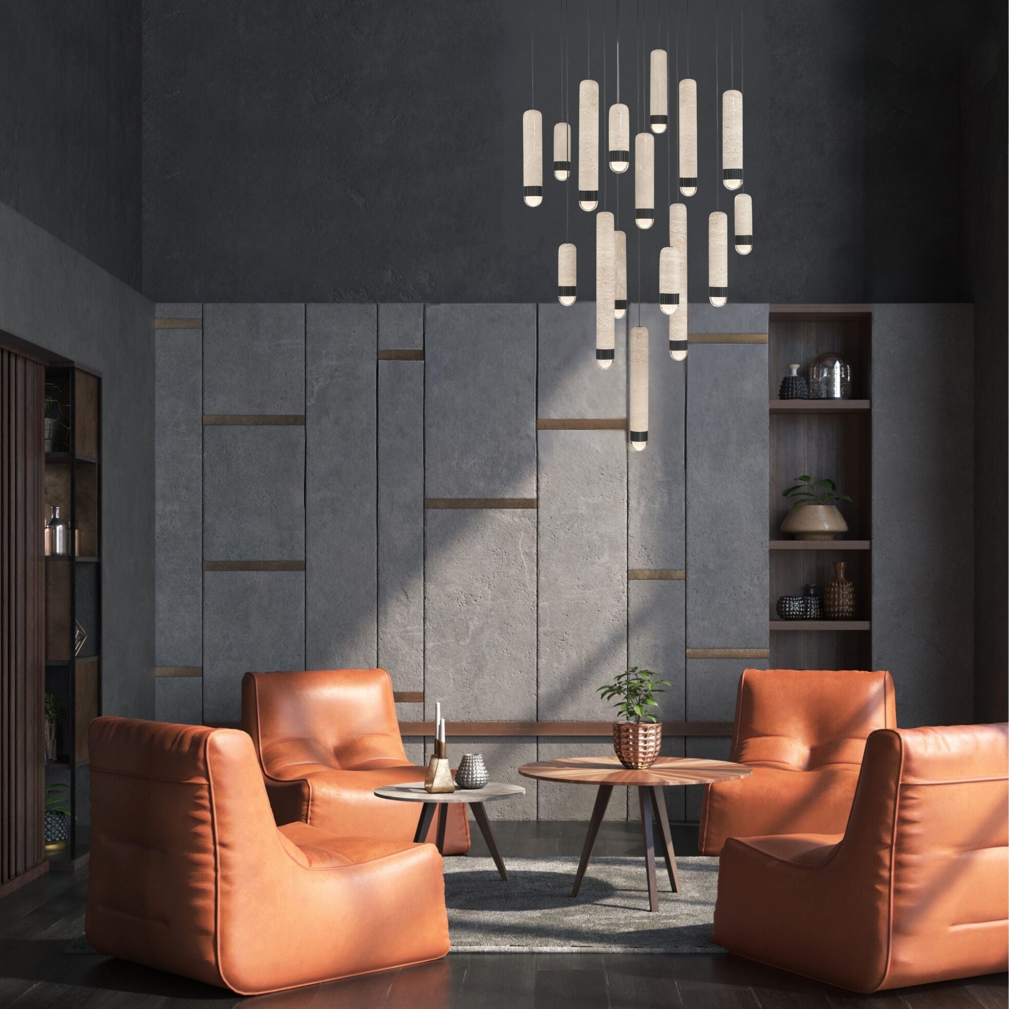 Eurofase Cambre 32 in. 16-Light Chandelier, Matte Black