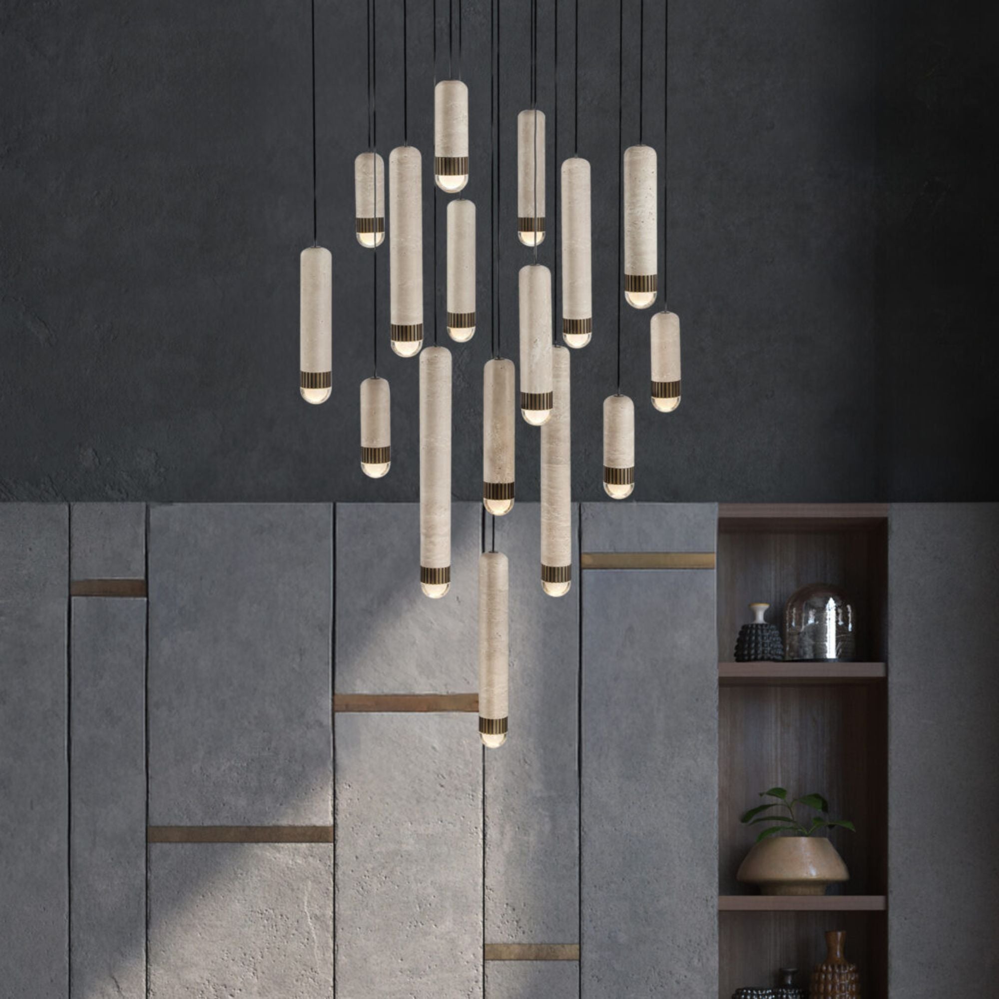 Eurofase Cambre 32 in. 16-Light Chandelier, Antique Brass