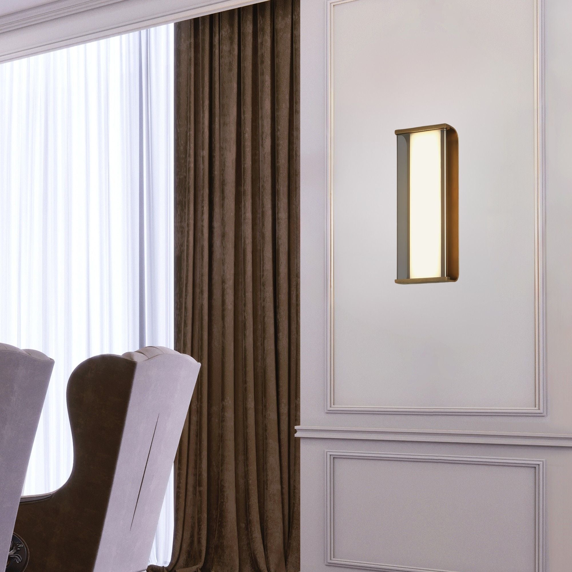 Eurofase Dulton Wall Sconce, 14 in. Height, Antique Brass, Integrated LED