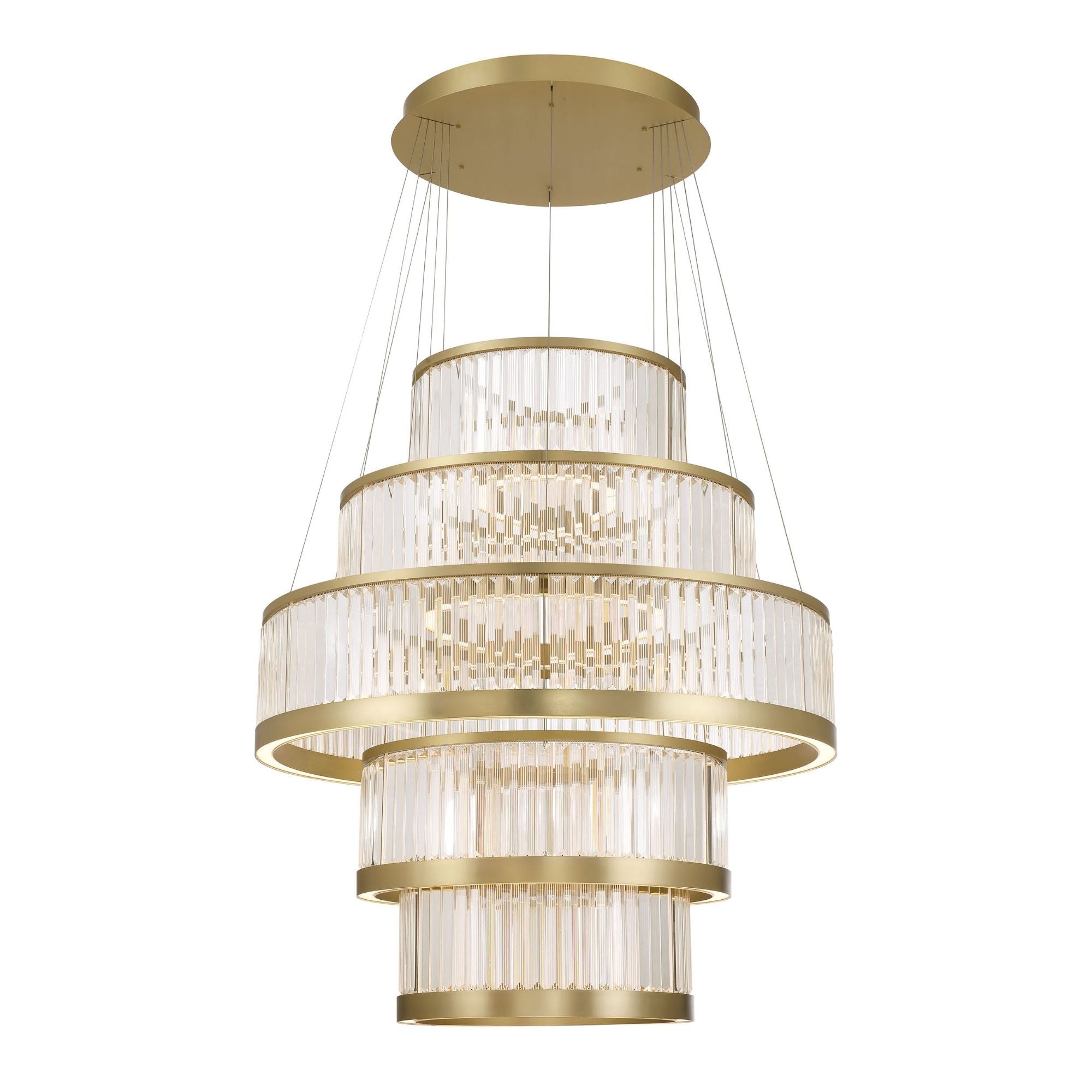 Eurofase Empra 57.5" 5-Light Chandelier, Gold with Contemporary Crystal