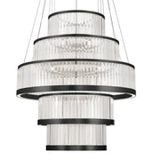 Eurofase Empra 57.5" 5-Light Chandelier, Matte Black with Contemporary Crystal