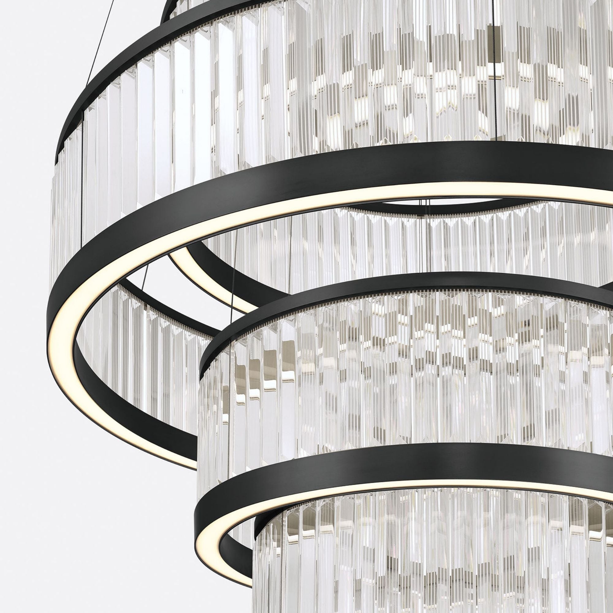 Eurofase Empra 57.5" 5-Light Chandelier, Matte Black with Contemporary Crystal