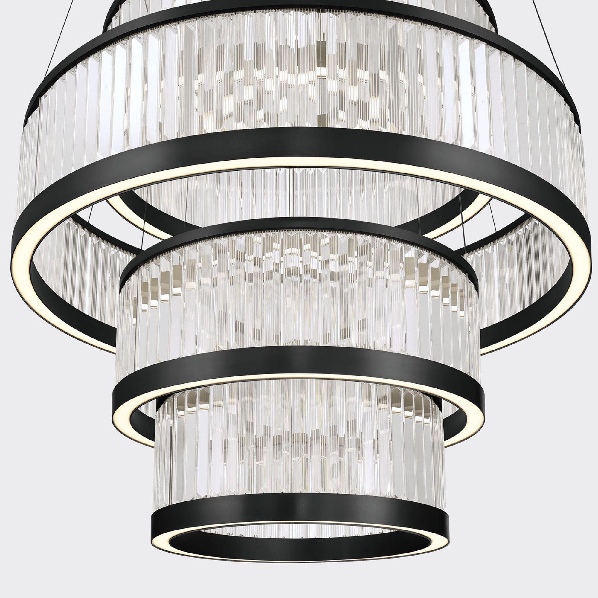Eurofase Empra 57.5" 5-Light Chandelier, Matte Black with Contemporary Crystal