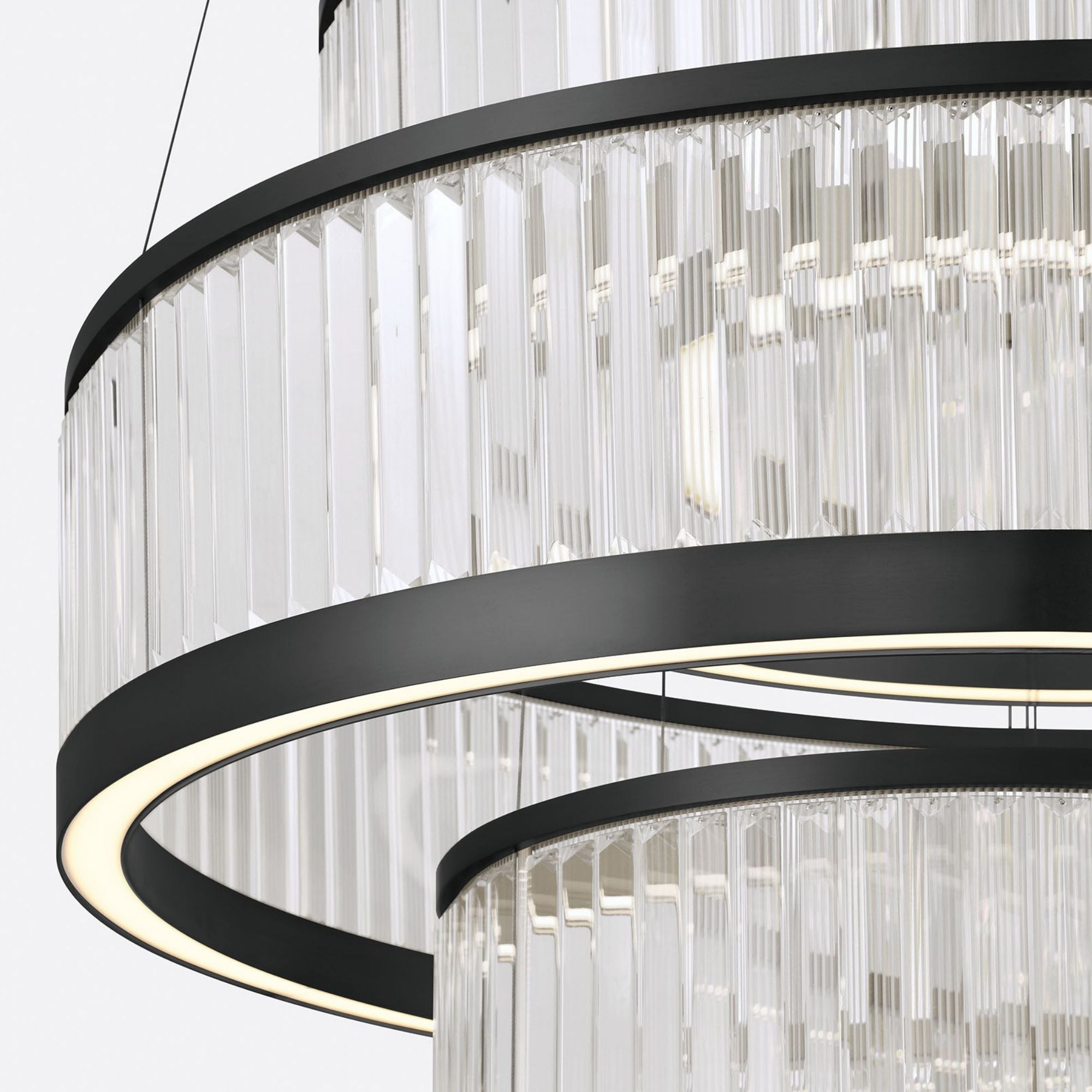 Eurofase Empra 57.5" 5-Light Chandelier, Matte Black with Contemporary Crystal