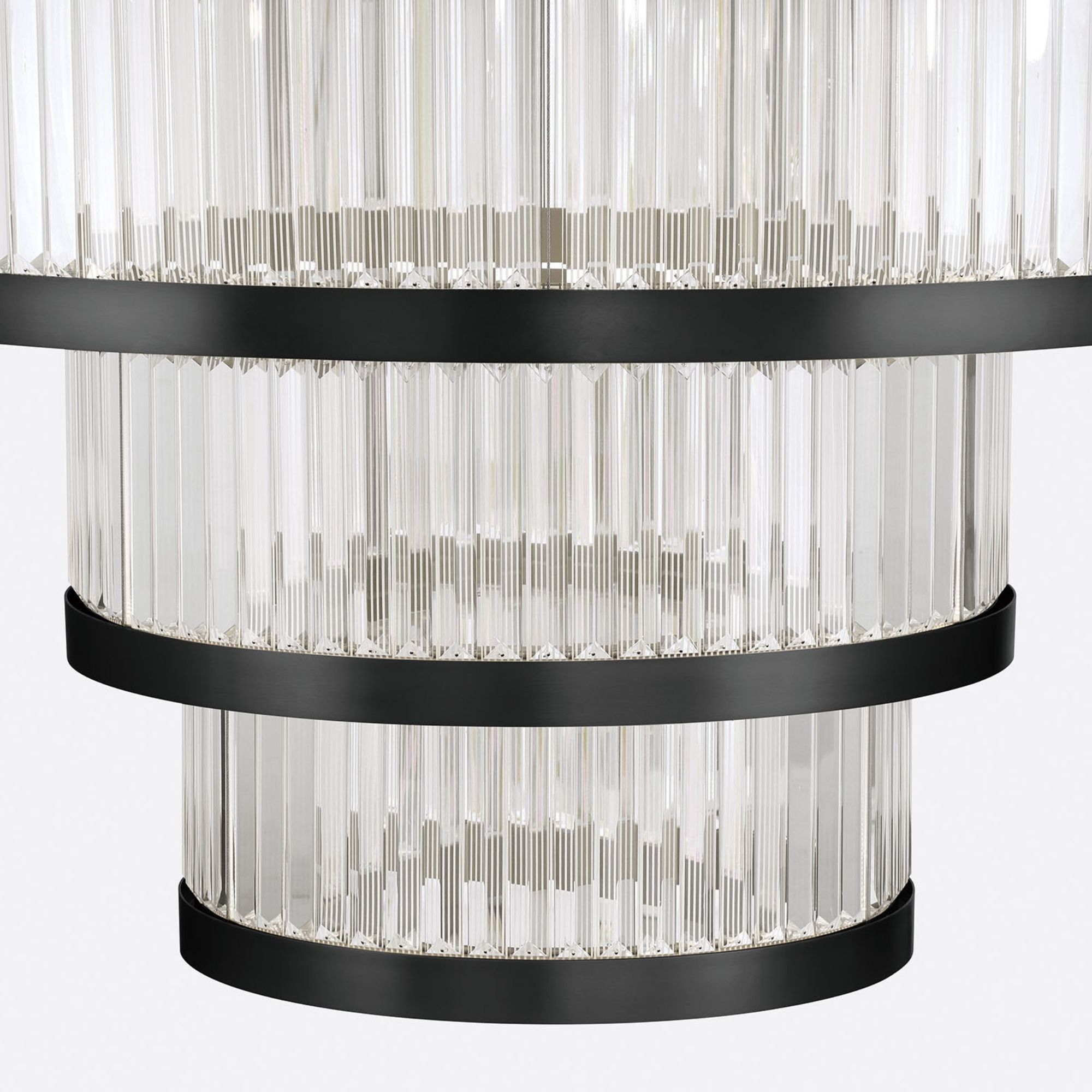 Eurofase Empra 57.5" 5-Light Chandelier, Matte Black with Contemporary Crystal