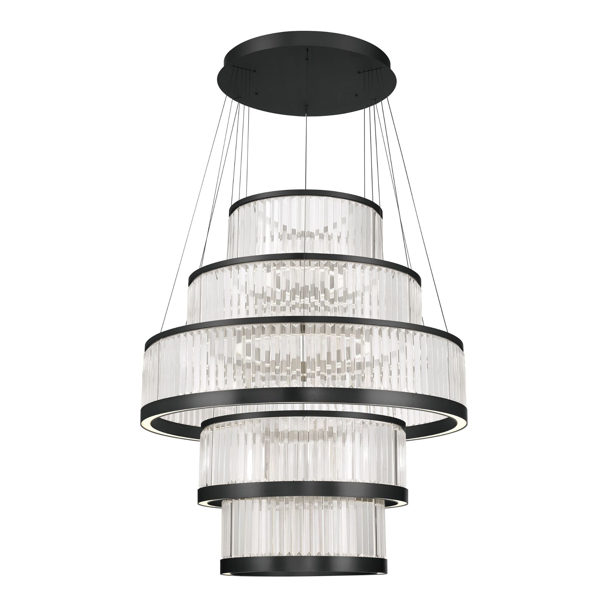 Eurofase Empra 57.5" 5-Light Chandelier, Matte Black with Contemporary Crystal