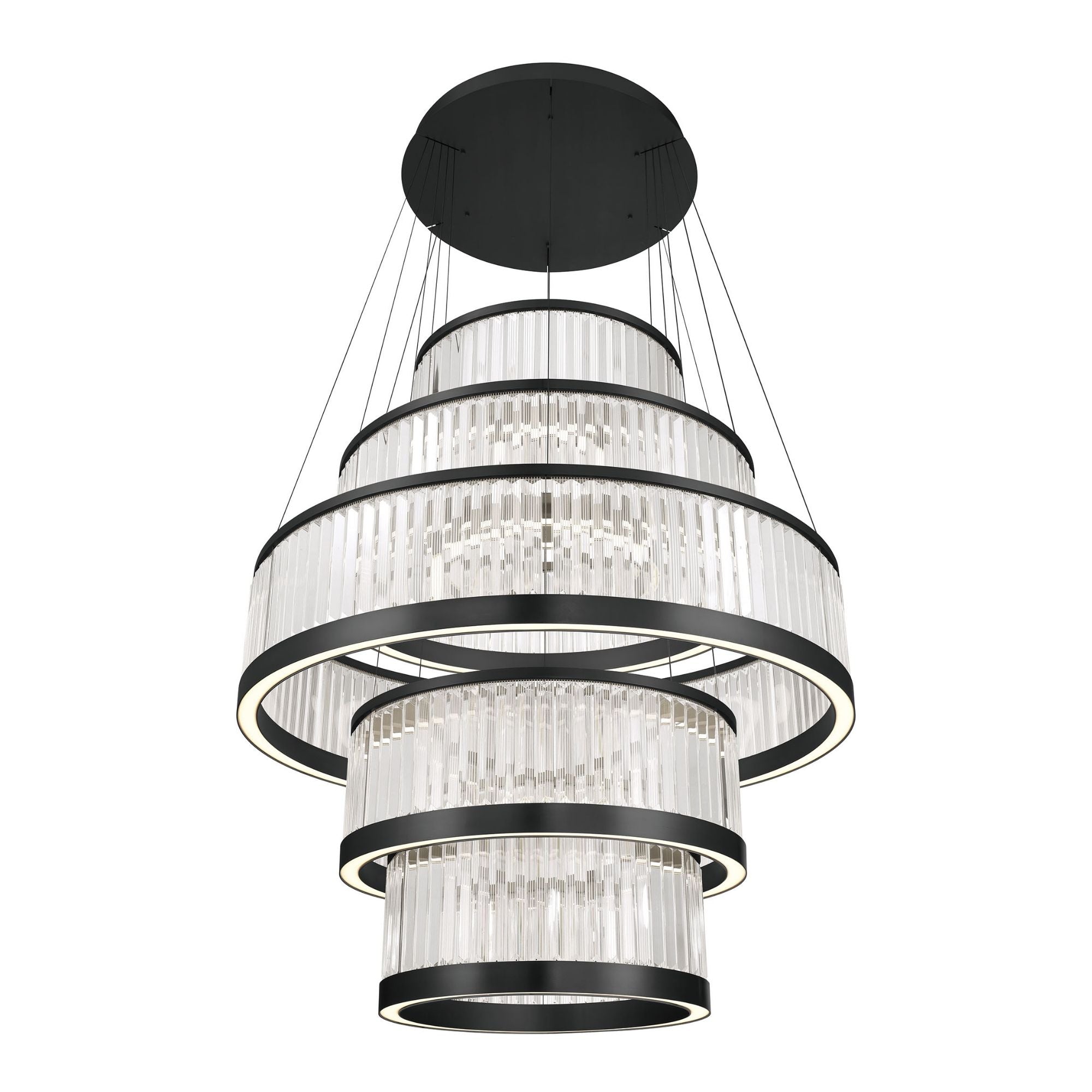 Eurofase Empra 57.5" 5-Light Chandelier, Matte Black with Contemporary Crystal