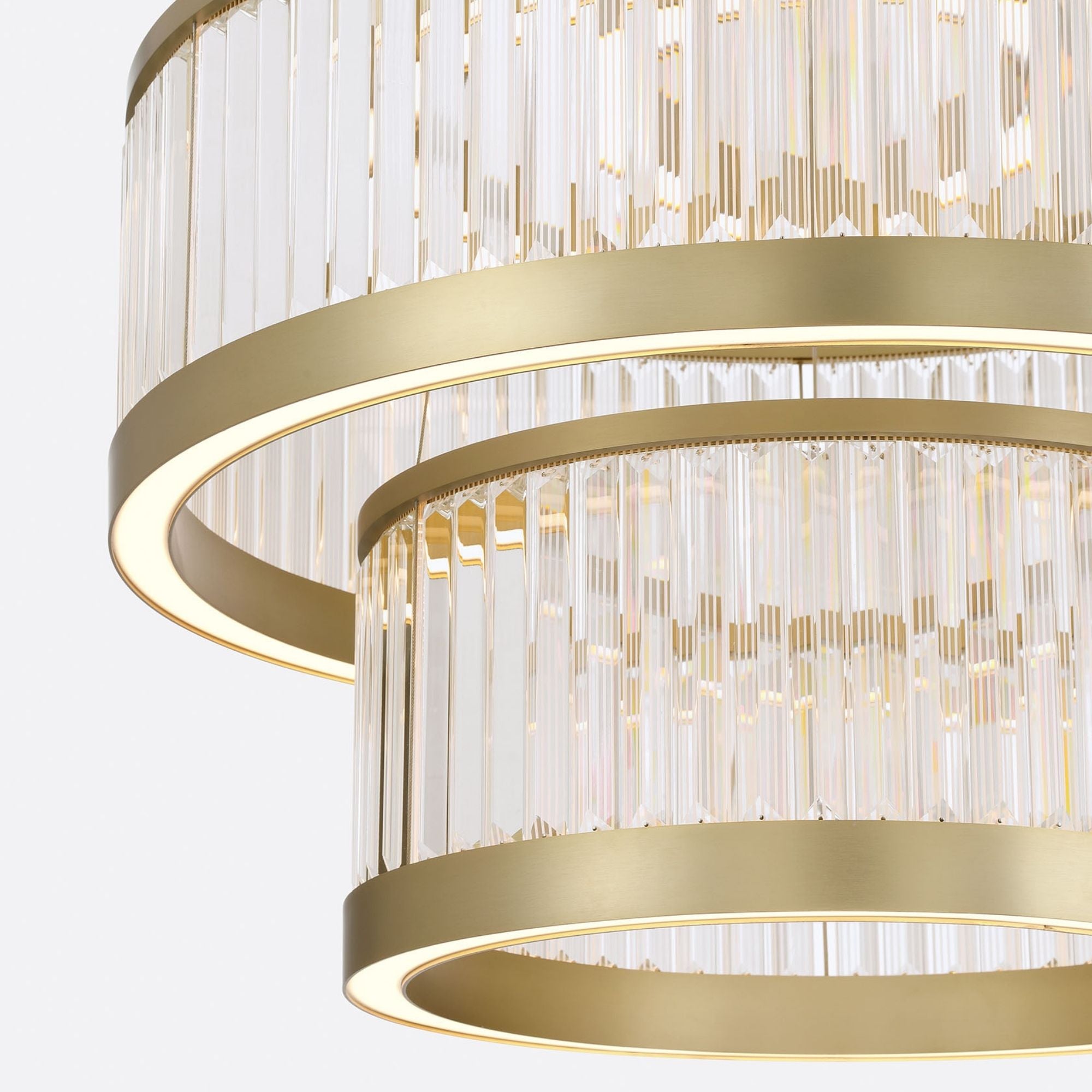 Eurofase Empra 35.2 in. 3-Light Chandelier, Gold with Contemporary Crystal