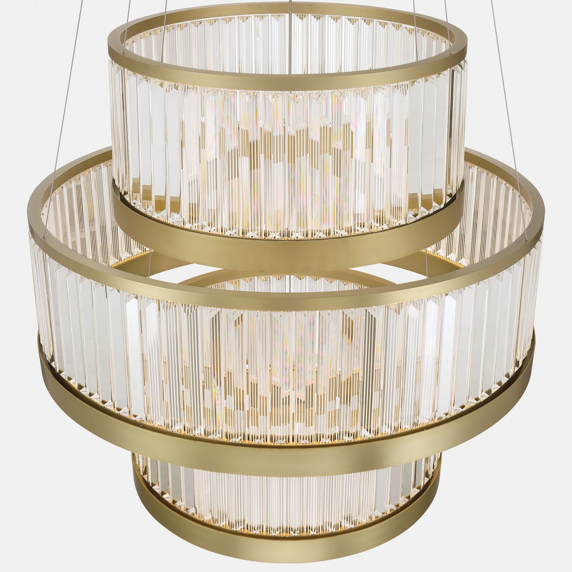 Eurofase Empra 35.2 in. 3-Light Chandelier, Gold with Contemporary Crystal