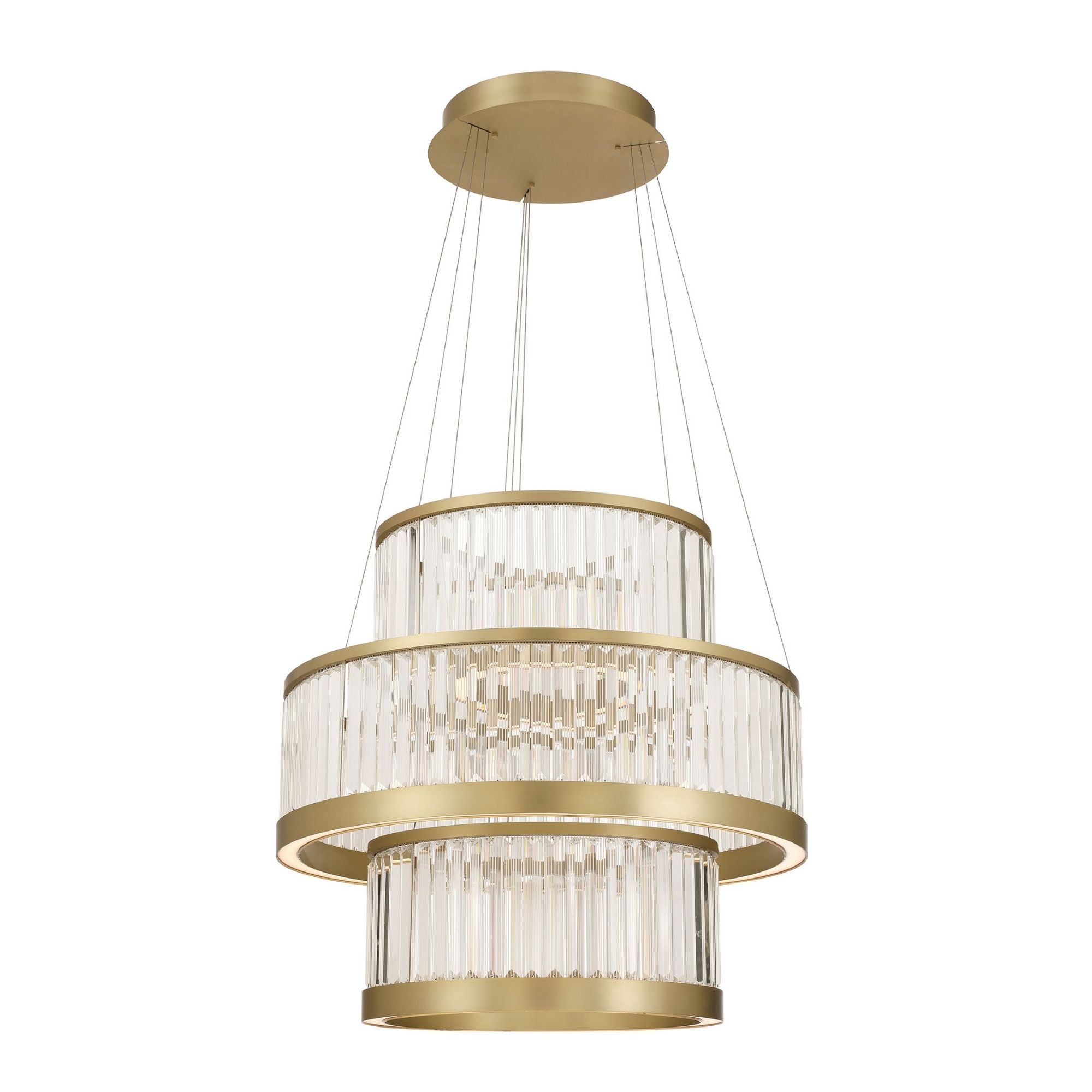Eurofase Empra 35.2 in. 3-Light Chandelier, Gold with Contemporary Crystal