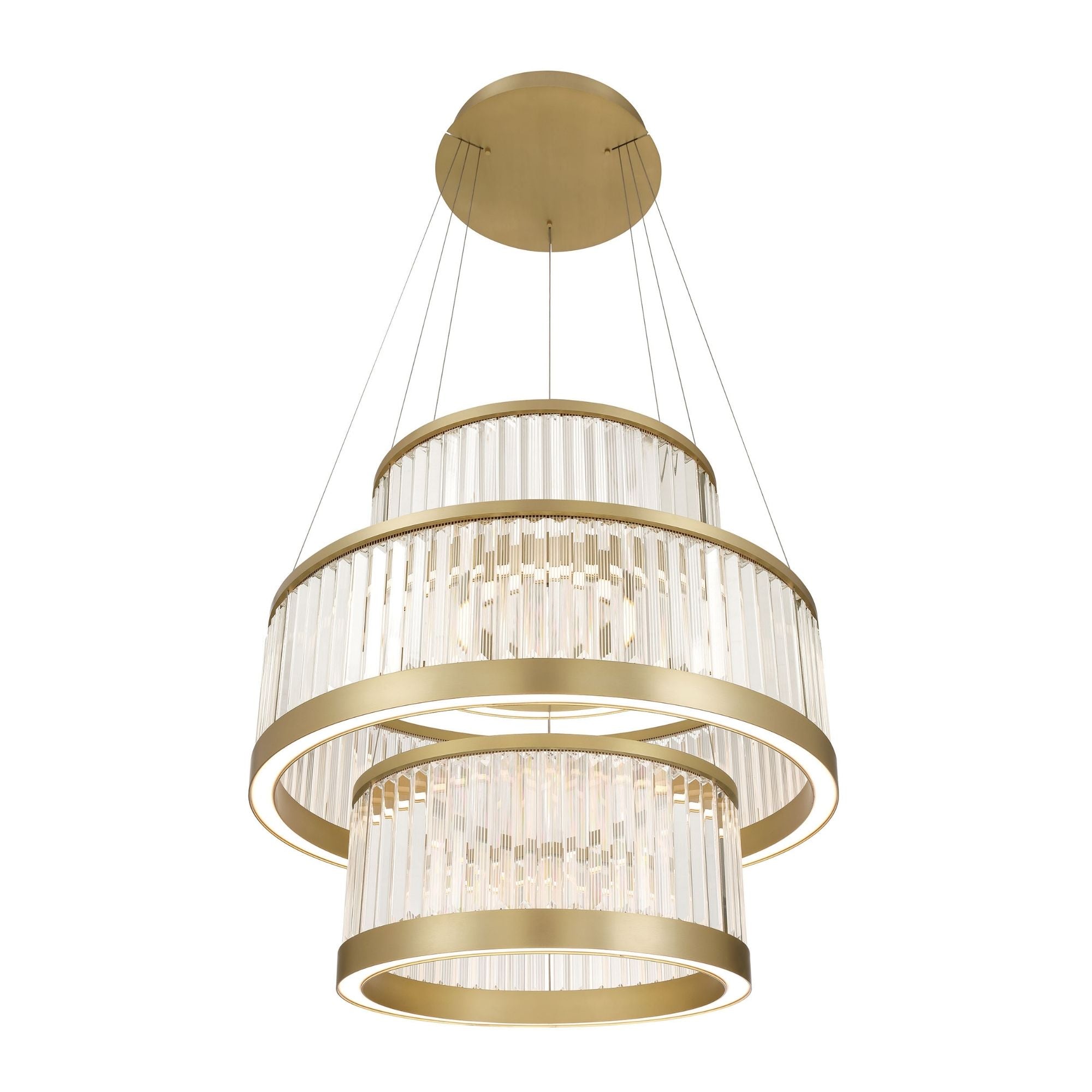 Eurofase Empra 35.2 in. 3-Light Chandelier, Gold with Contemporary Crystal