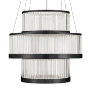 Eurofase Empra 35.2 in. 3-Light Chandelier, Matte Black with Contemporary Crystal