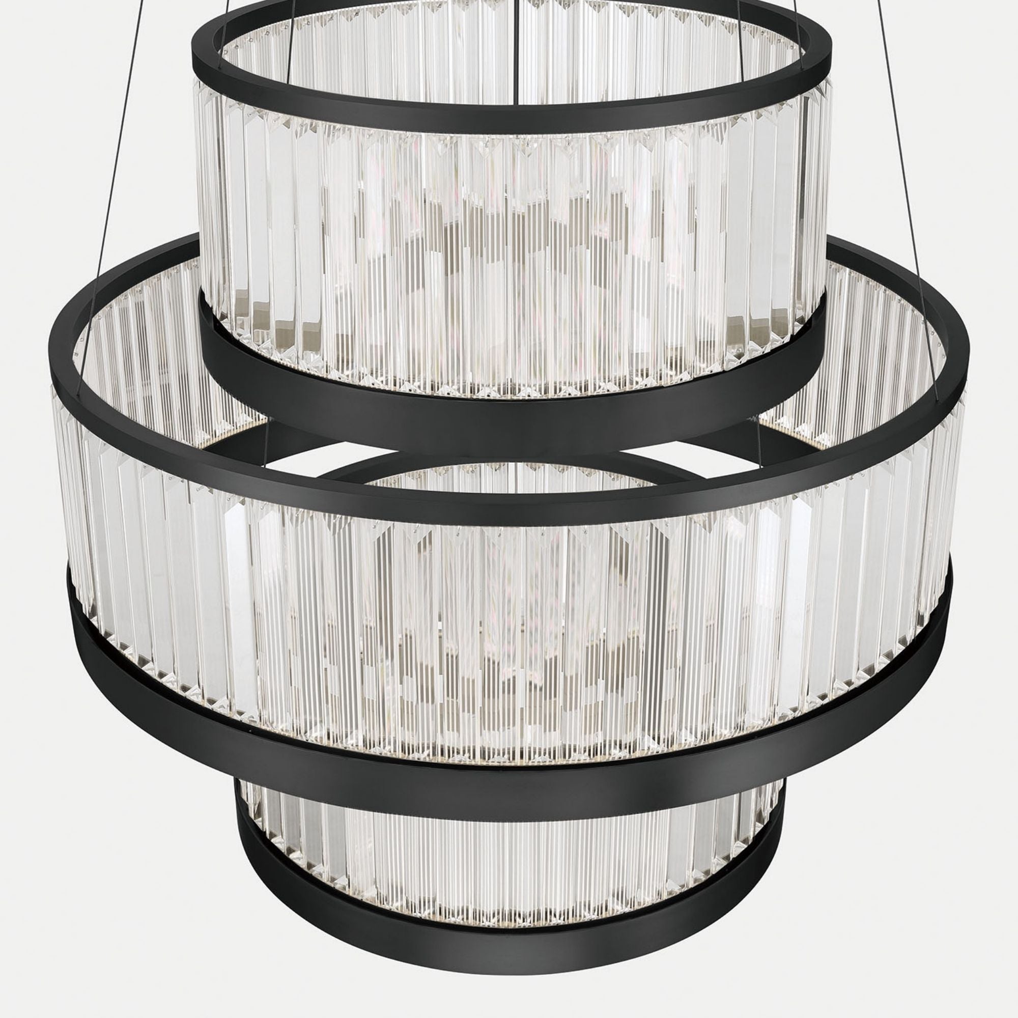Eurofase Empra 35.2 in. 3-Light Chandelier, Matte Black with Contemporary Crystal
