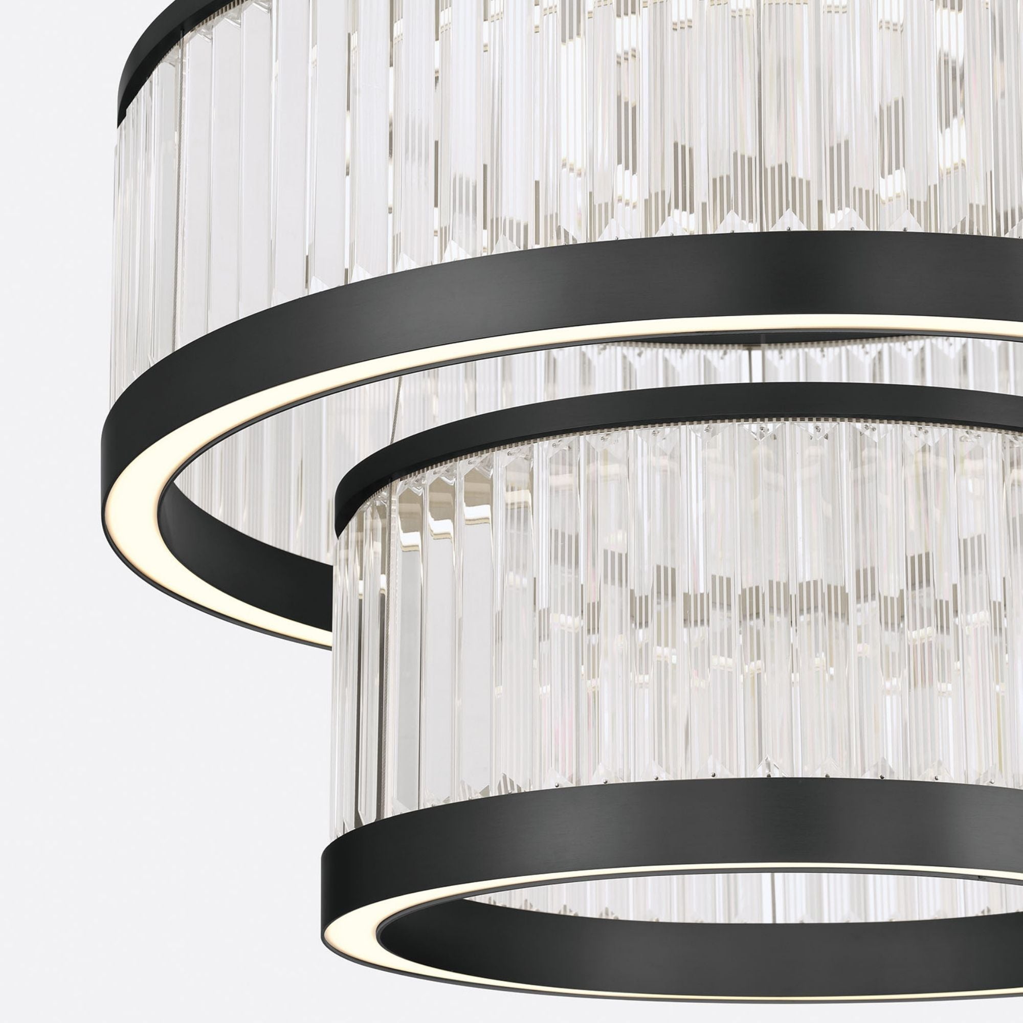 Eurofase Empra 35.2 in. 3-Light Chandelier, Matte Black with Contemporary Crystal