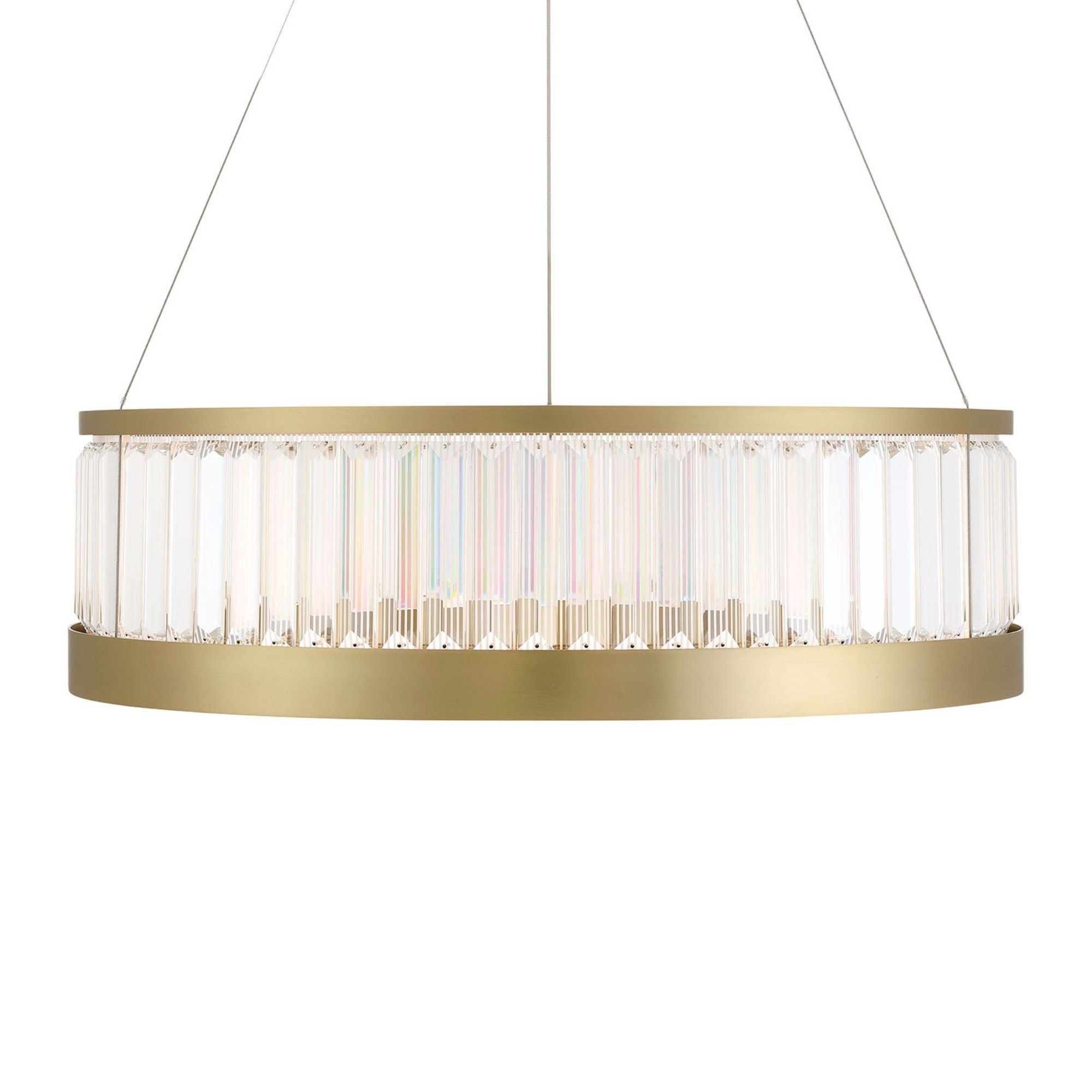 Eurofase Empra 30.13 in. Integrated LED Chandelier, Gold with Crystal Drum Shade