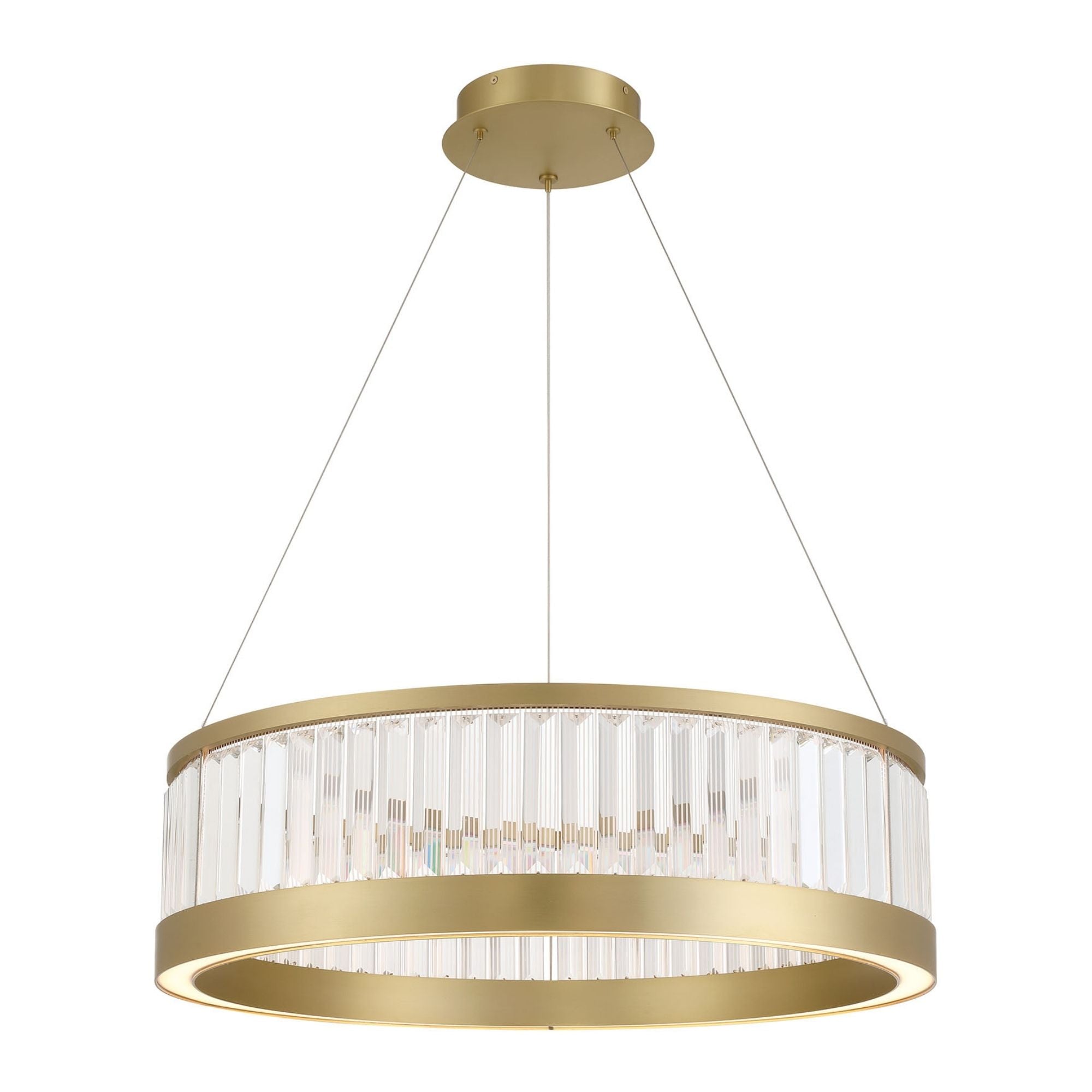 Eurofase Empra 30.13 in. Integrated LED Chandelier, Gold with Crystal Drum Shade