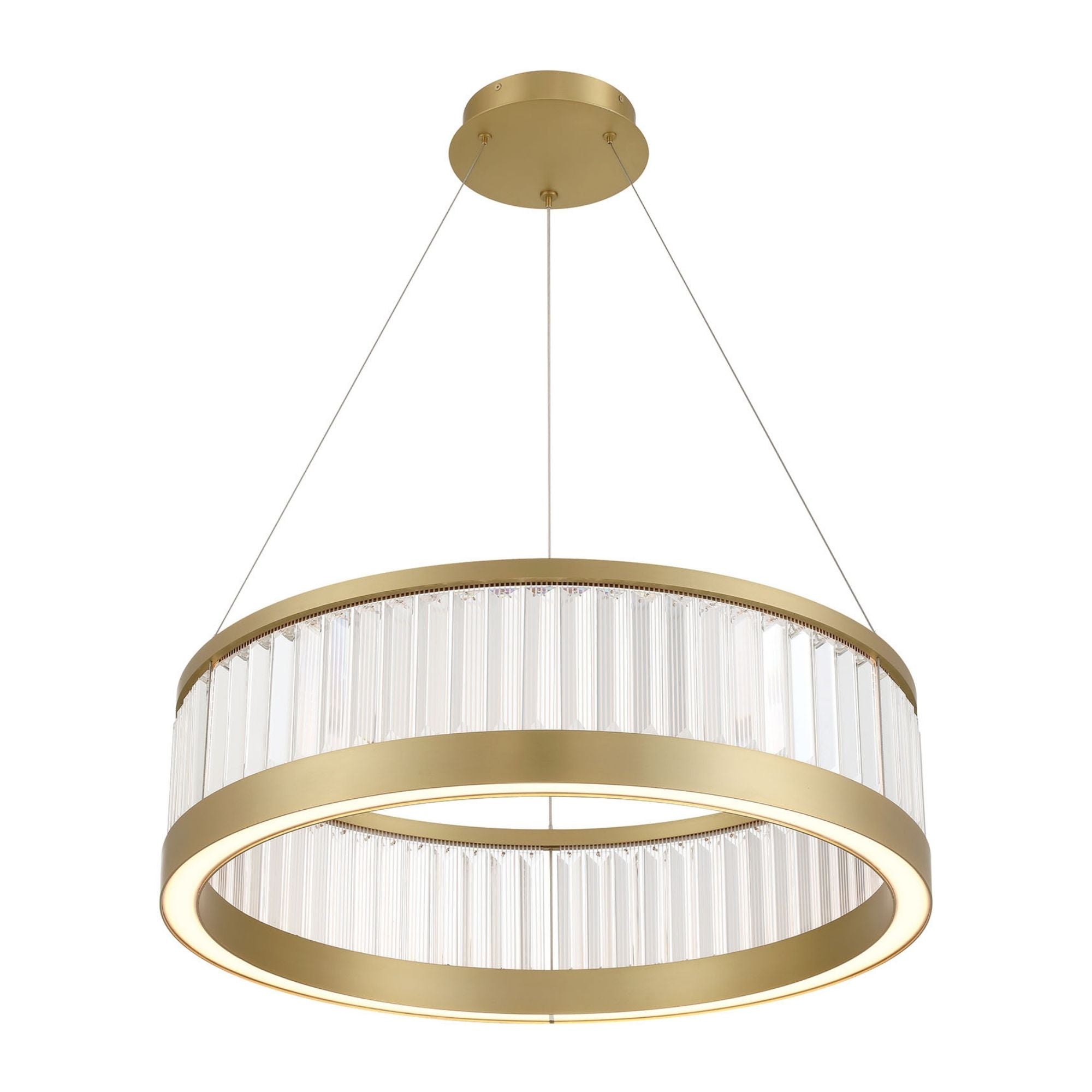 Eurofase Empra 30.13 in. Integrated LED Chandelier, Gold with Crystal Drum Shade