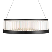 Eurofase Empra 30.13 in. Integrated LED Chandelier, Matte Black with Crystal Drum Shade