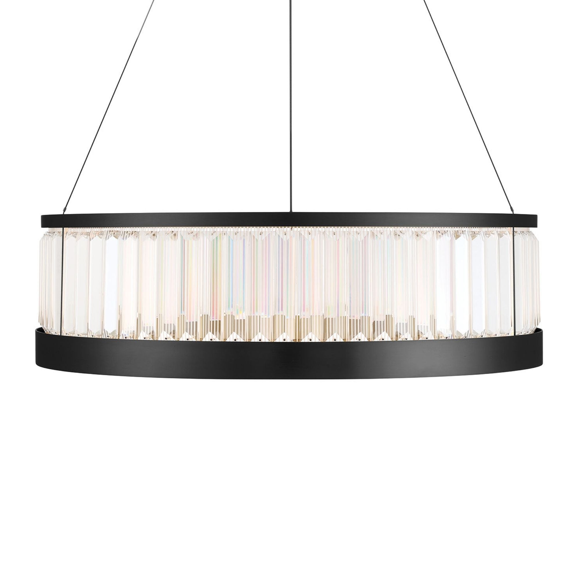 Eurofase Empra 30.13 in. Integrated LED Chandelier, Matte Black with Crystal Drum Shade