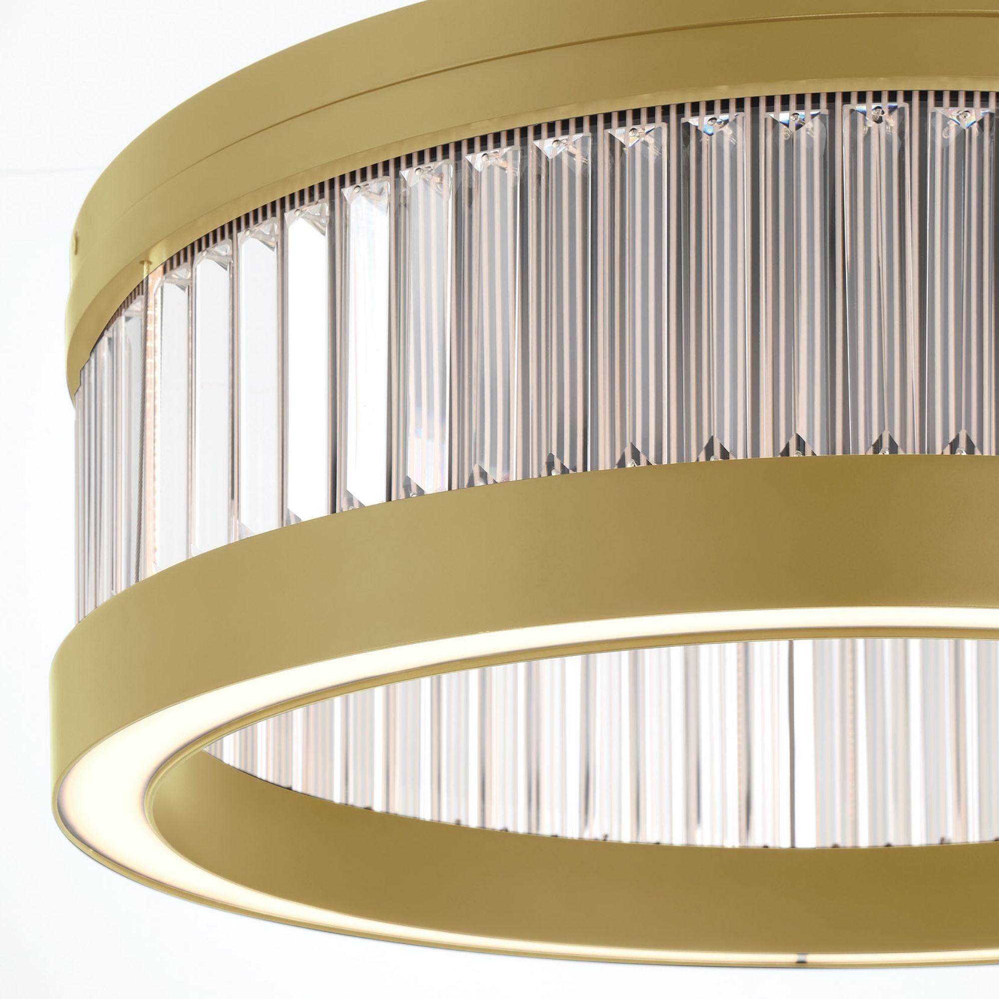 Eurofase Empra 23.63 in. Flush Mount Light, Gold with Crystal Drum Shade