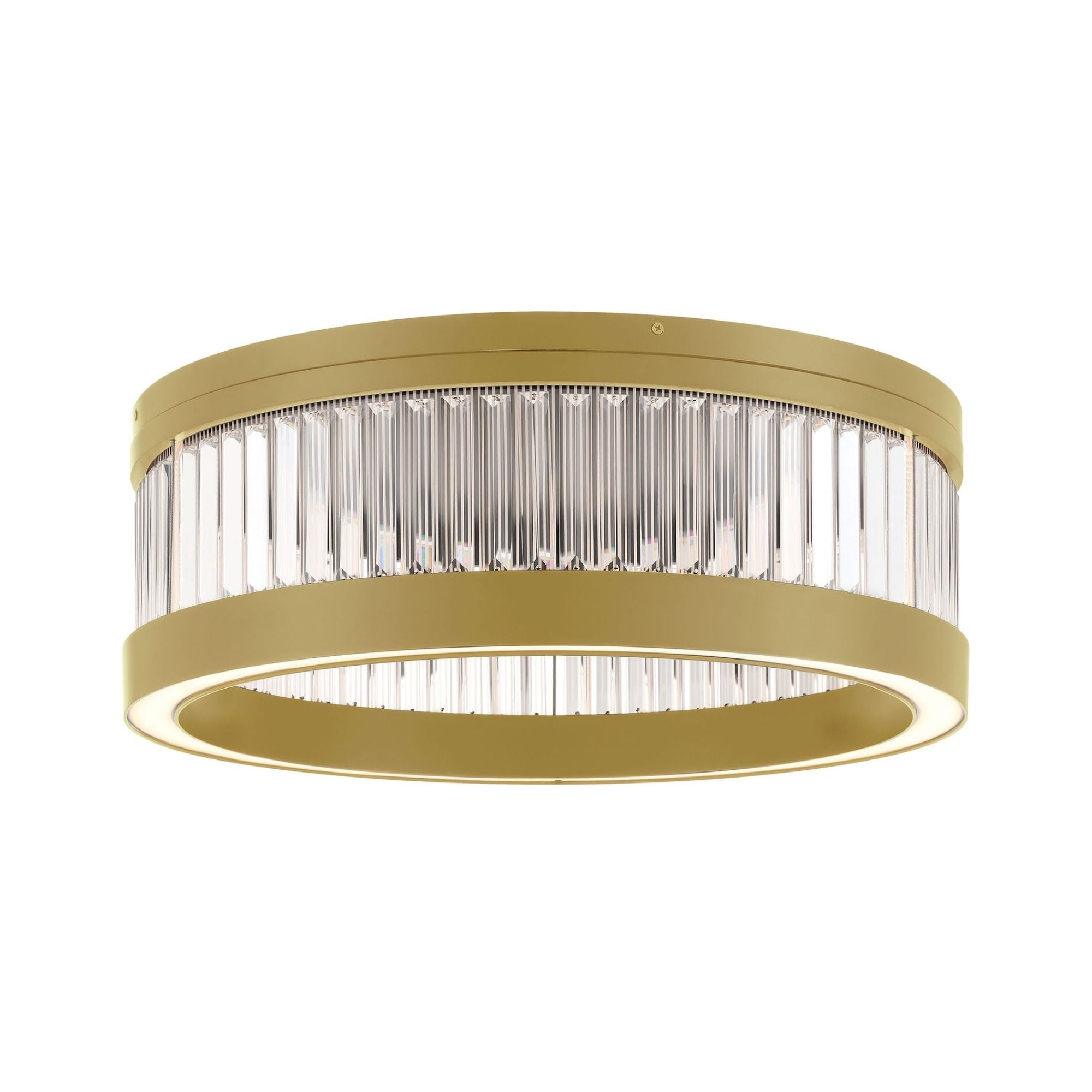 Eurofase Empra 23.63 in. Flush Mount Light, Gold with Crystal Drum Shade