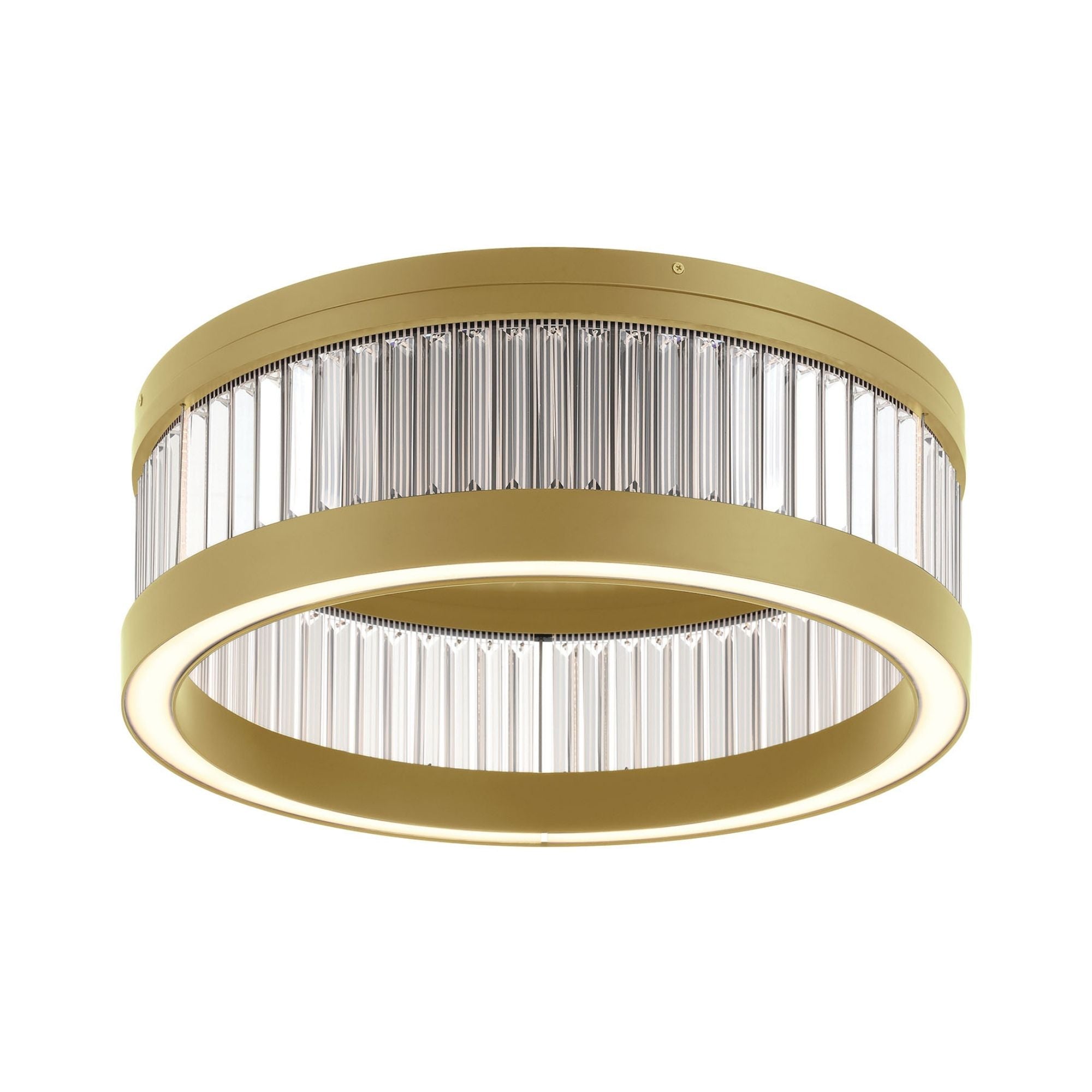 Eurofase Empra 23.63 in. Flush Mount Light, Gold with Crystal Drum Shade